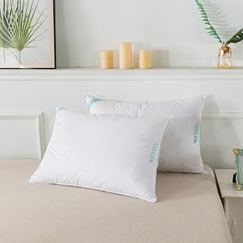 Waverly 233 Thread Count Cotton White Duck Down Pillow - Breathable Cotton Cover, Luxurious Down Fill, Machine Washable - King | Pack of 1