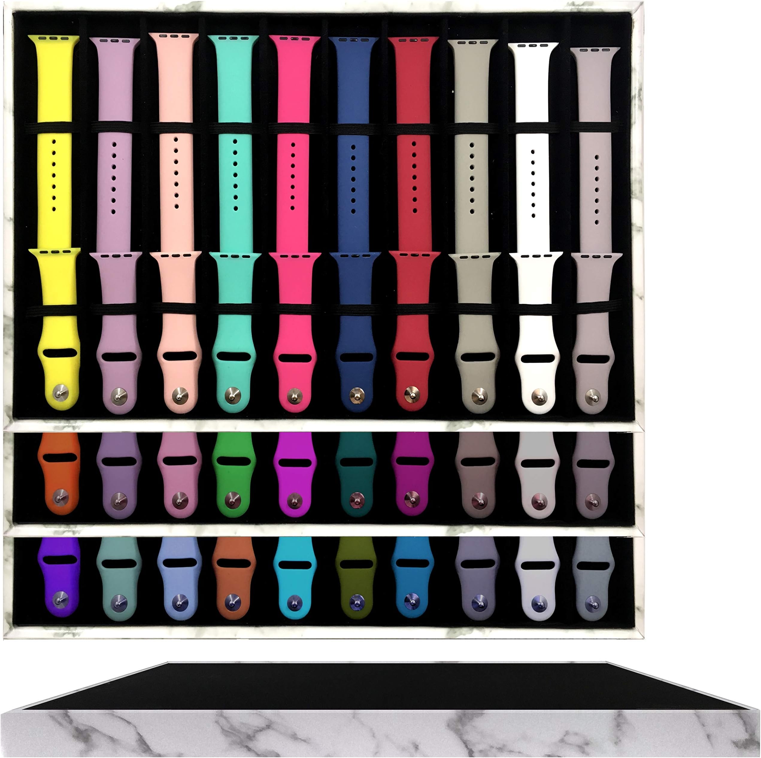 Zero MassZero Mass Stackable Luxurious Storage Case Organizer for Apple Watch Bands, Stores 10-20 Smartwatch Straps (White Marble)