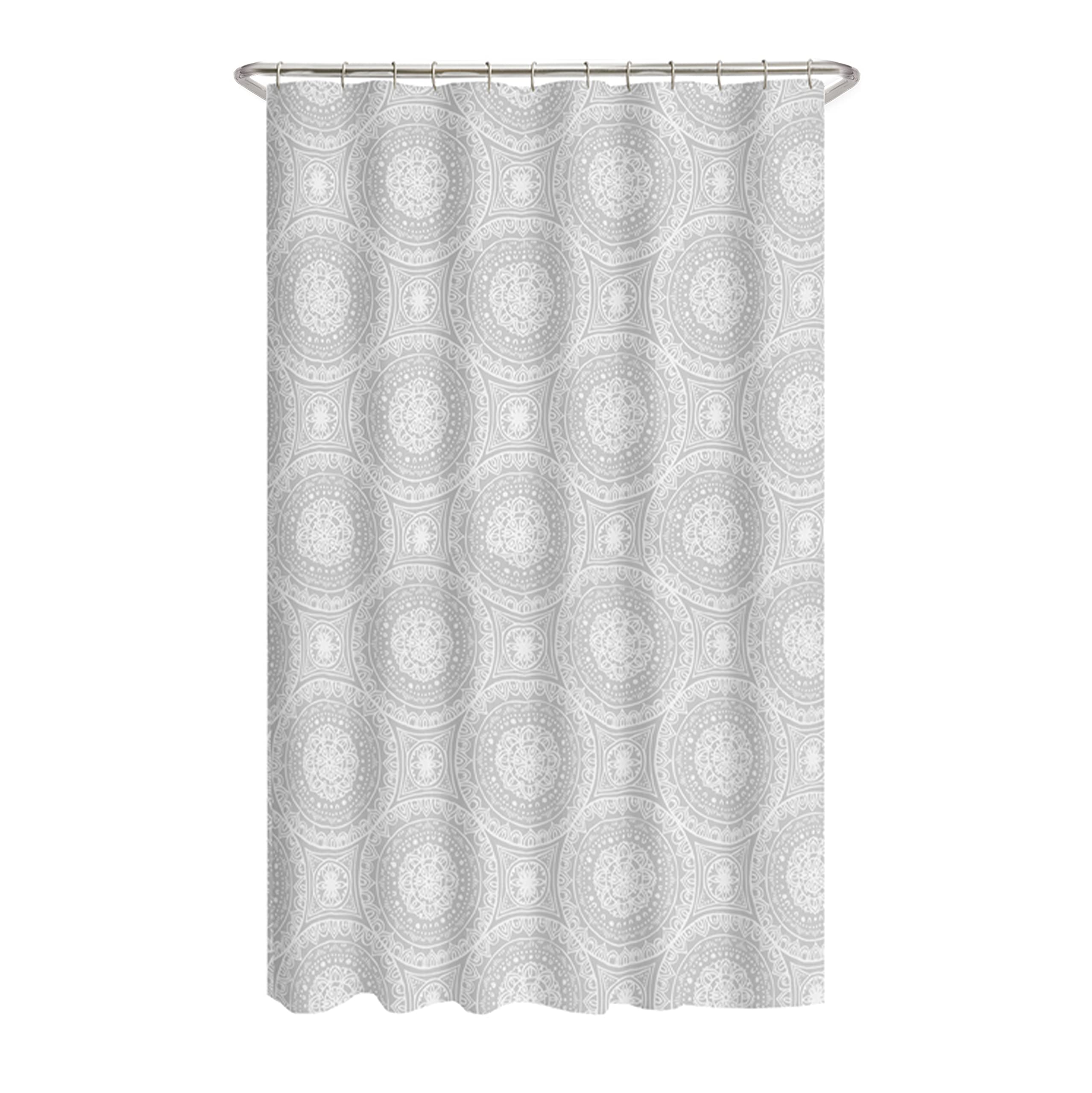Zenna Home Medallion Waterproof PEVA Shower Curtain, 70 x 72 in., White, Contemporary, W 70" x L 72" (1 Panels) - Image 3