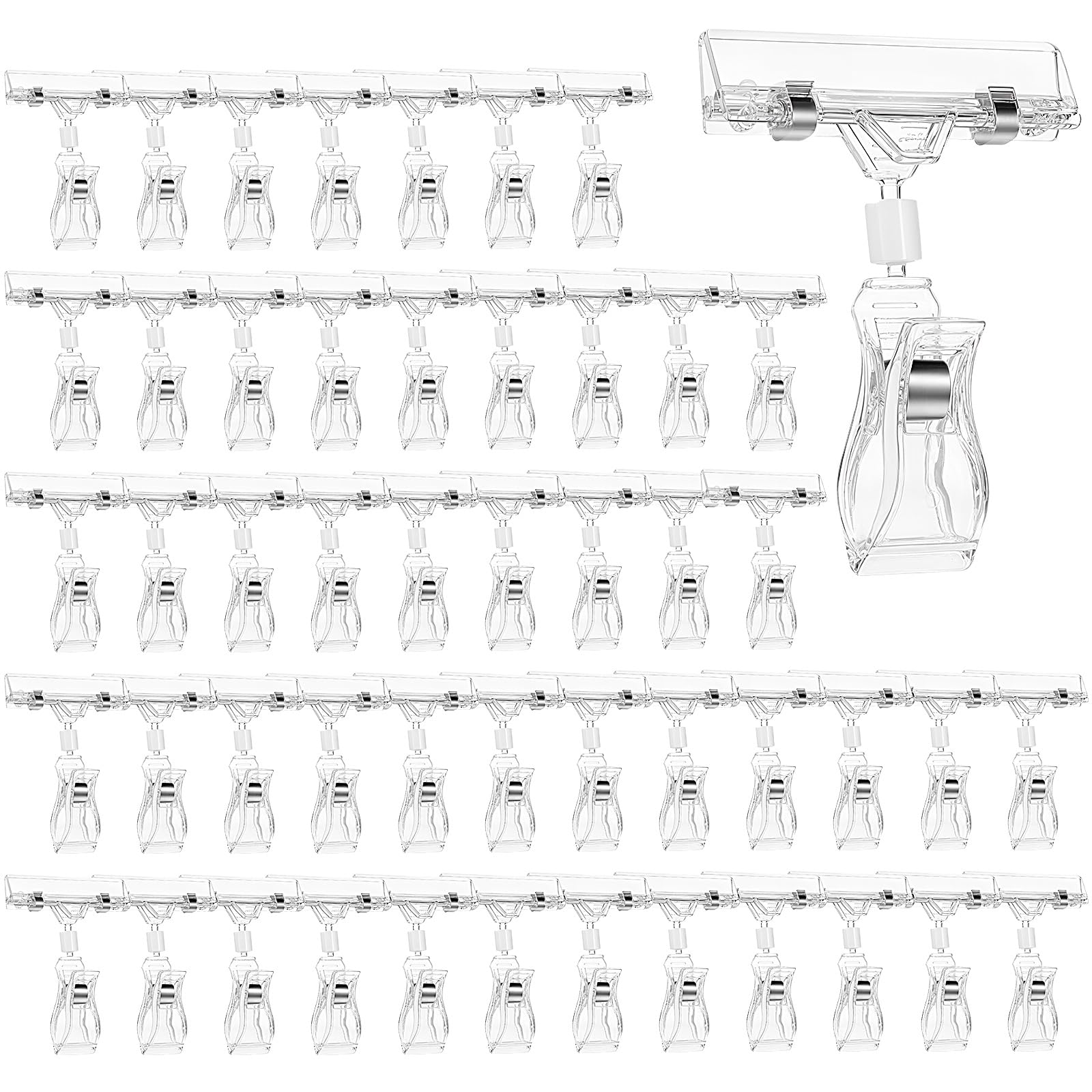 50Pcs Double Sided Clips Clear Sign Clips Swivel Sign Ticket Holder Clip Plastic Price Tag Holder for Retail Baskets Cards Display