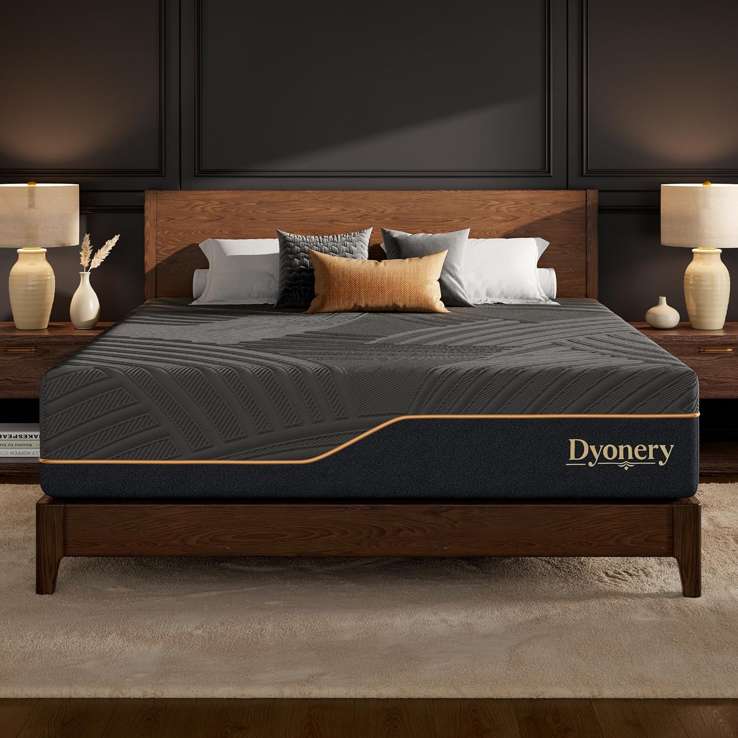Dyonery King Size 12 Inch Cooling Copper Gel Memory Foam Mattress - Fiberglass Free, Back Pain Relief, Foam Made in USA, Firm