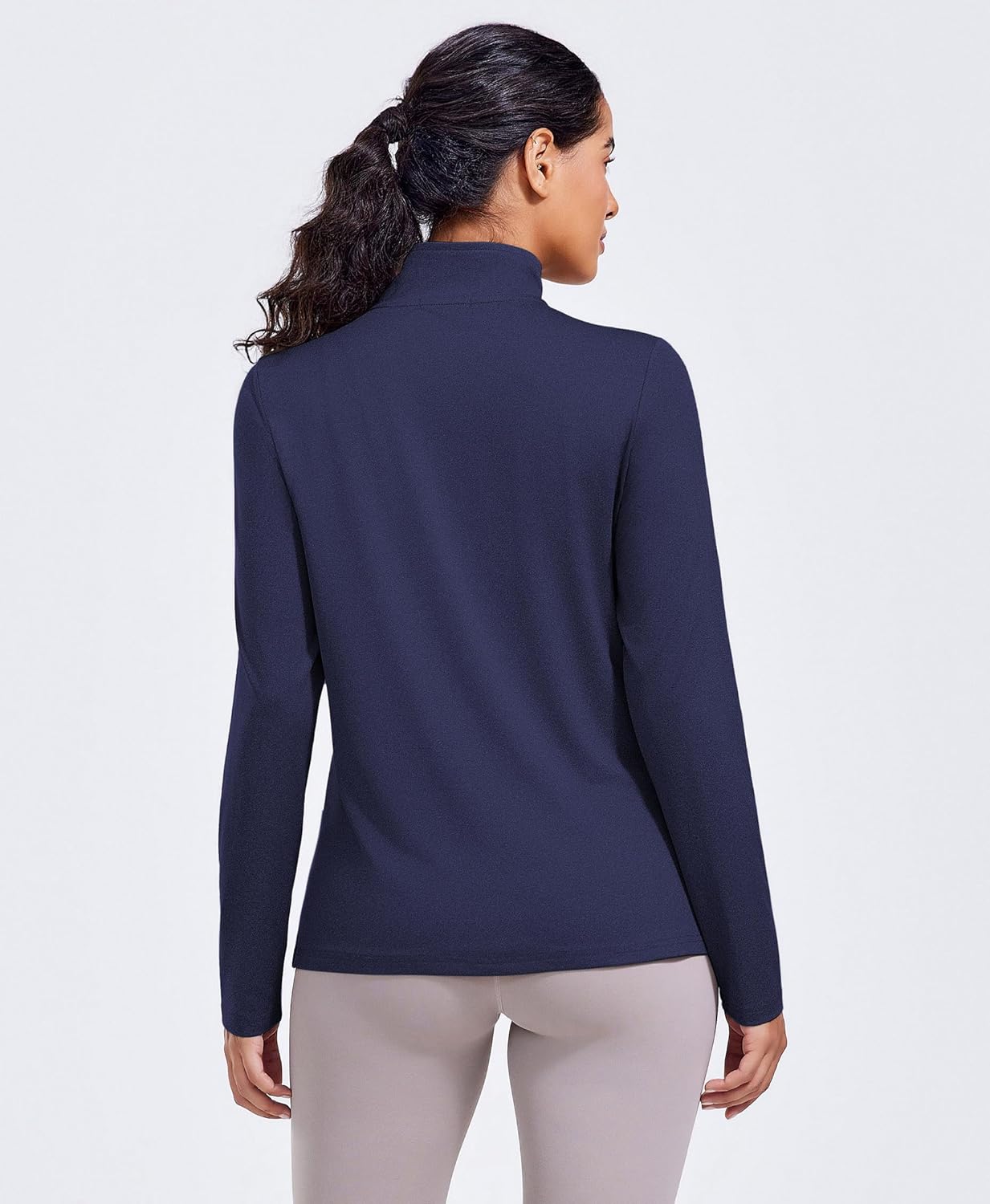 PINSPARK Workout Tops for Women Long Sleeve Athletic Shirt Quarter Zip Running Shirts Stretchy UPF 50+ Yoga Hiking Tee Top - Image 2