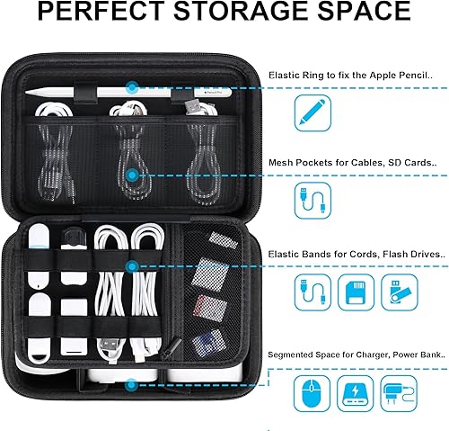 Miniatura 2 de Lacdo Estuche organizador electrónico de viaje duro para MacBook cargador adaptador de corriente, cables, cables, lápiz de Apple, mouse, banco de