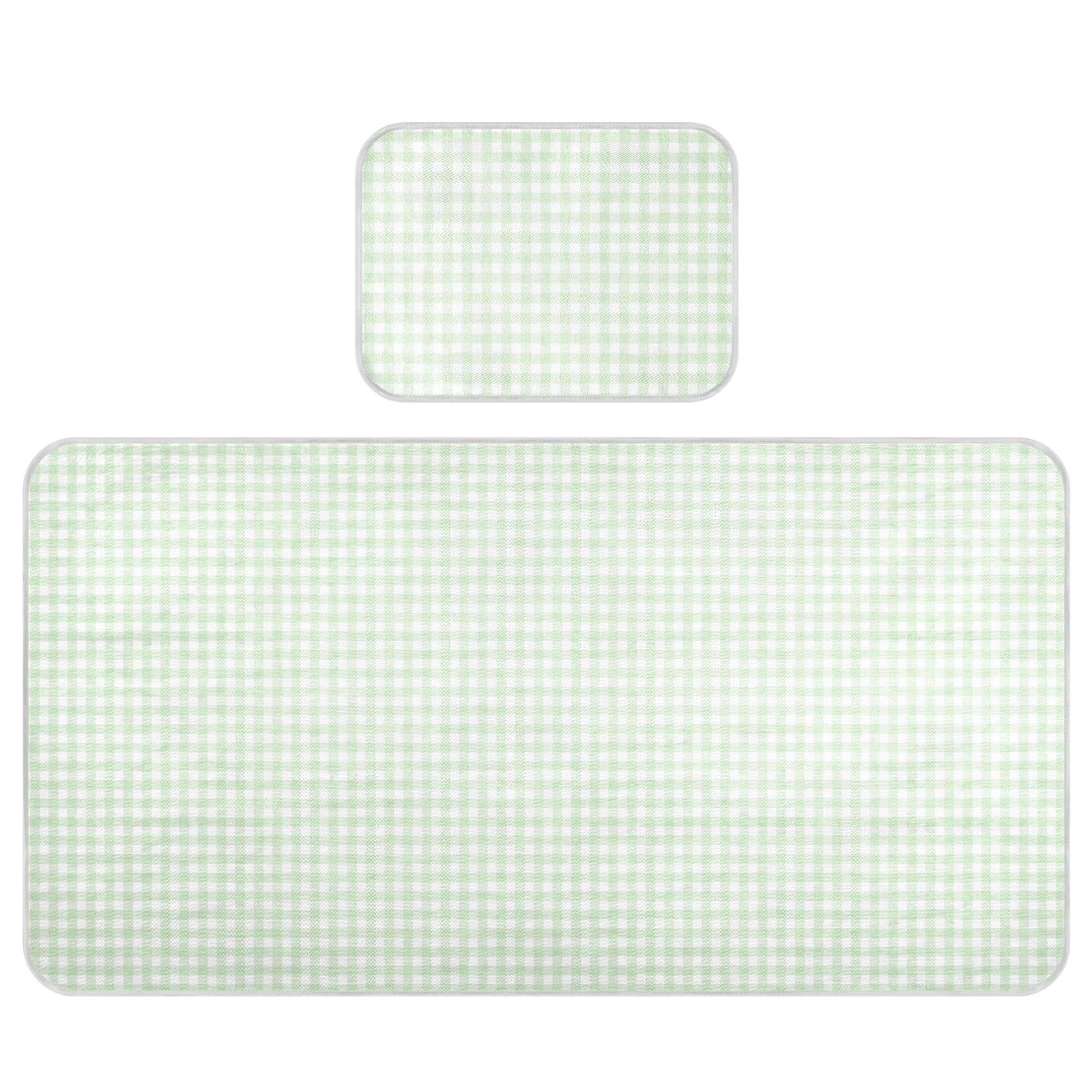 Takiito Green Gingham Checkered Baby Cooling Mattress Pad, Soft & Breathable Cooling Mat Keep Baby Cool in Summer 28x52 in, Nursery Essential