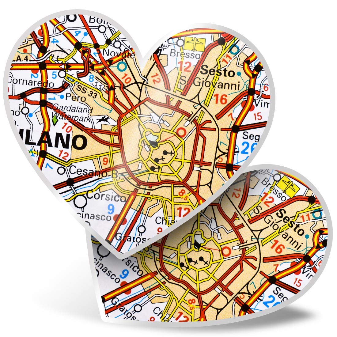 2 x 7.5cm He Stickers - Milan Milano Italy Italian Travel Map Decals 45723