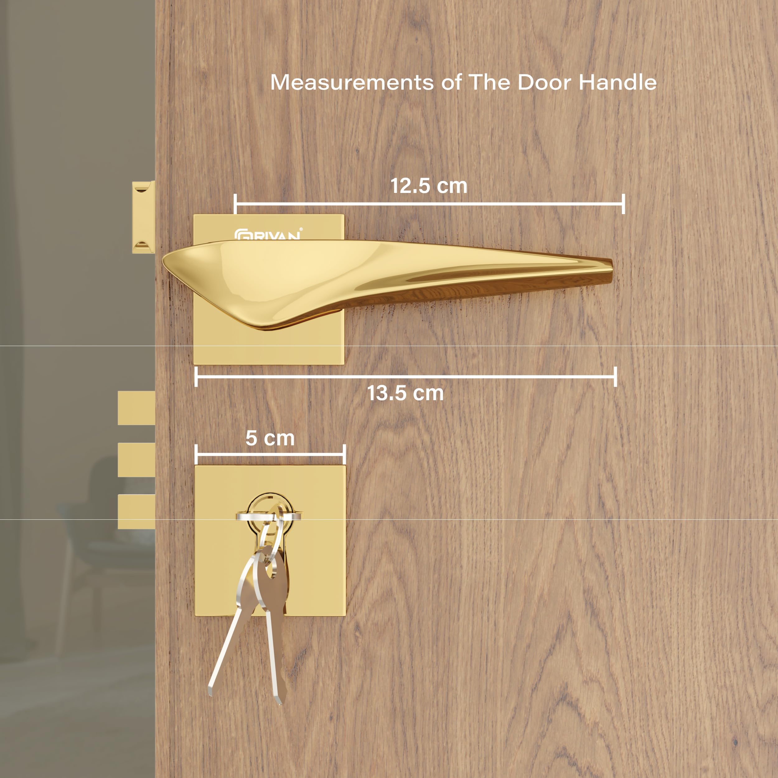 GRIVAN Premium Heavy Duty Door Locks for Main Door, Mortise Door Lock Set with 3 Brass Keys, Bedroom Door Lock, Handle Lock for Home/Office/Hotel (Gold Finish) | 2 Years Warranty — Amazon image 2