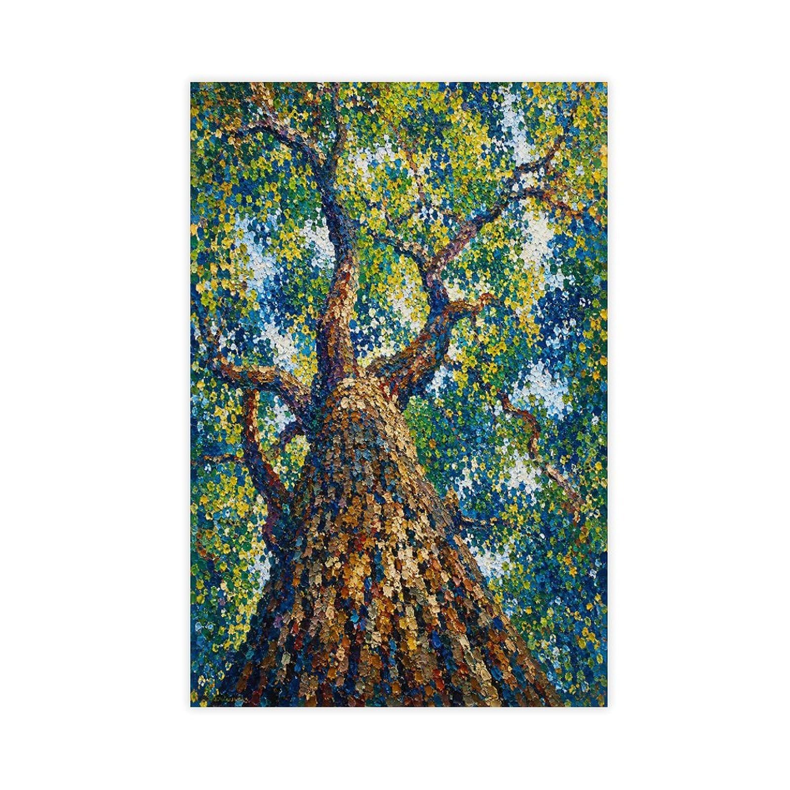 W7c8u2x3 Unframe-Style-19 Rainbow Dot Tree Canvas Wall Art, Pointillist Entryway