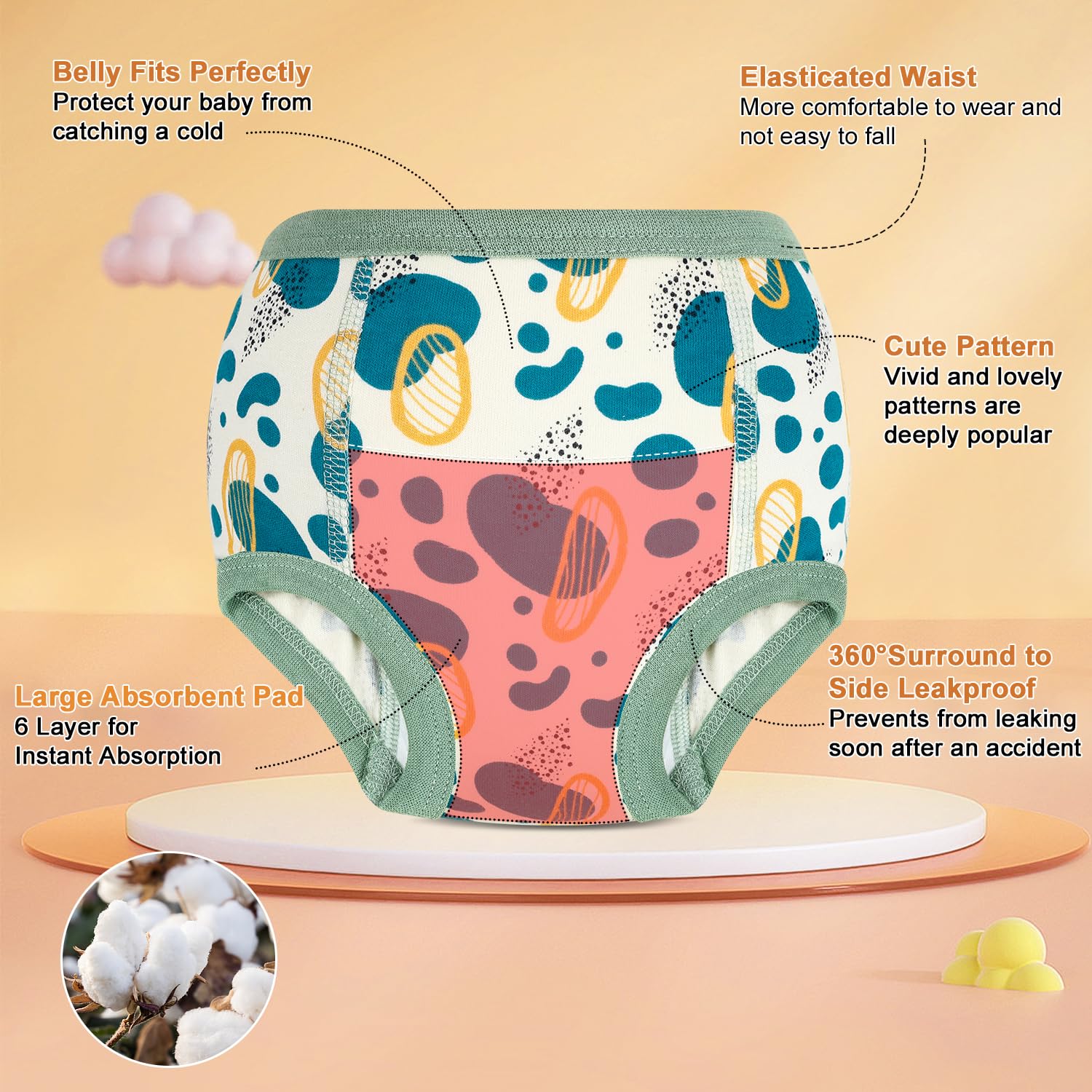 MOEMOE BABY Potty Training Pants,Toddler Training underwear,Toilet Training Pants Cotton for Girls,8 pack,Pink,7 Years - 5