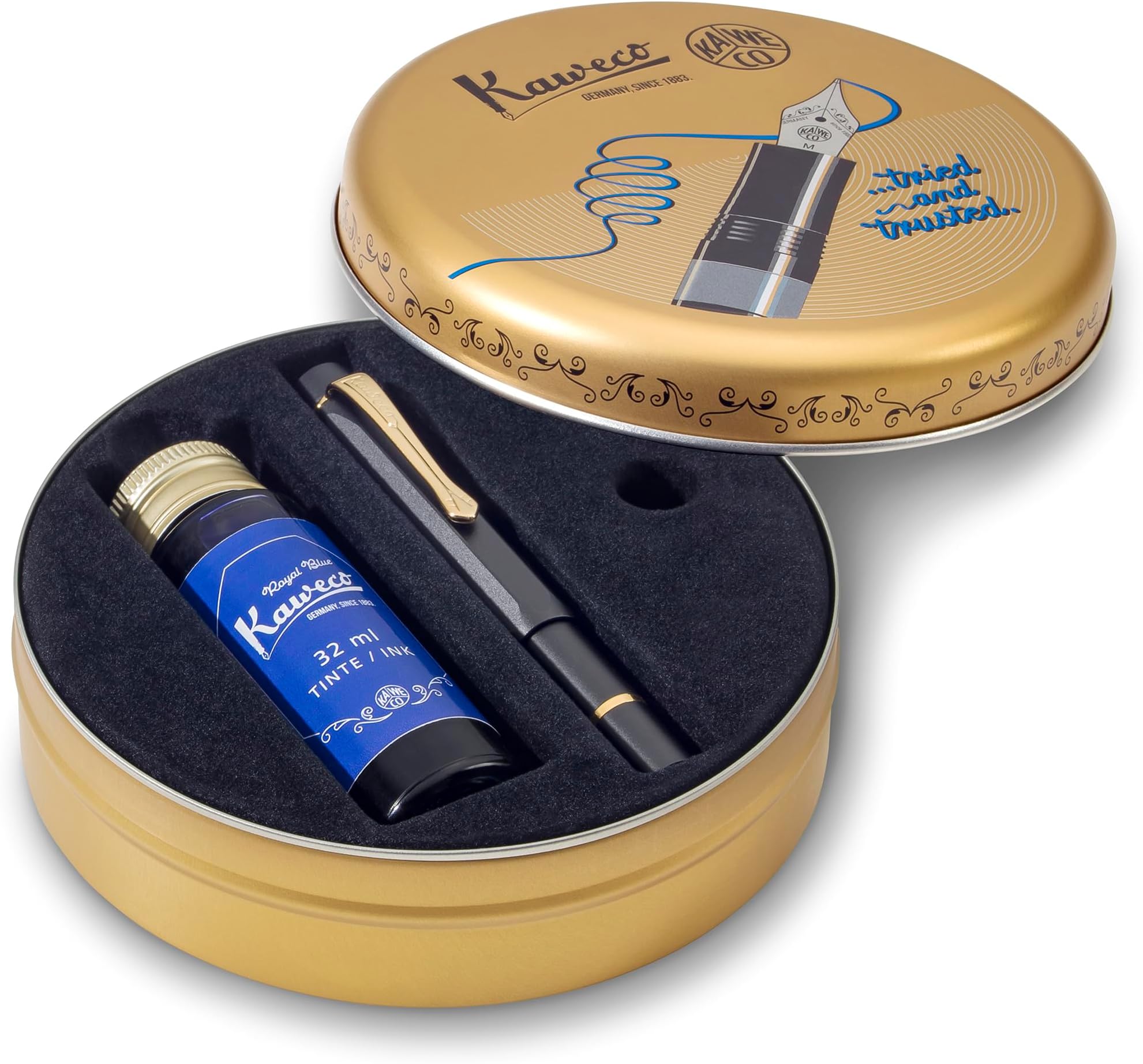 Kaweco Sport Classic Füllfederhalter Navy Blue – Mit Feiner Feder & Goldfarbenem Clip, 10,5/13 Cm, Made In Germany