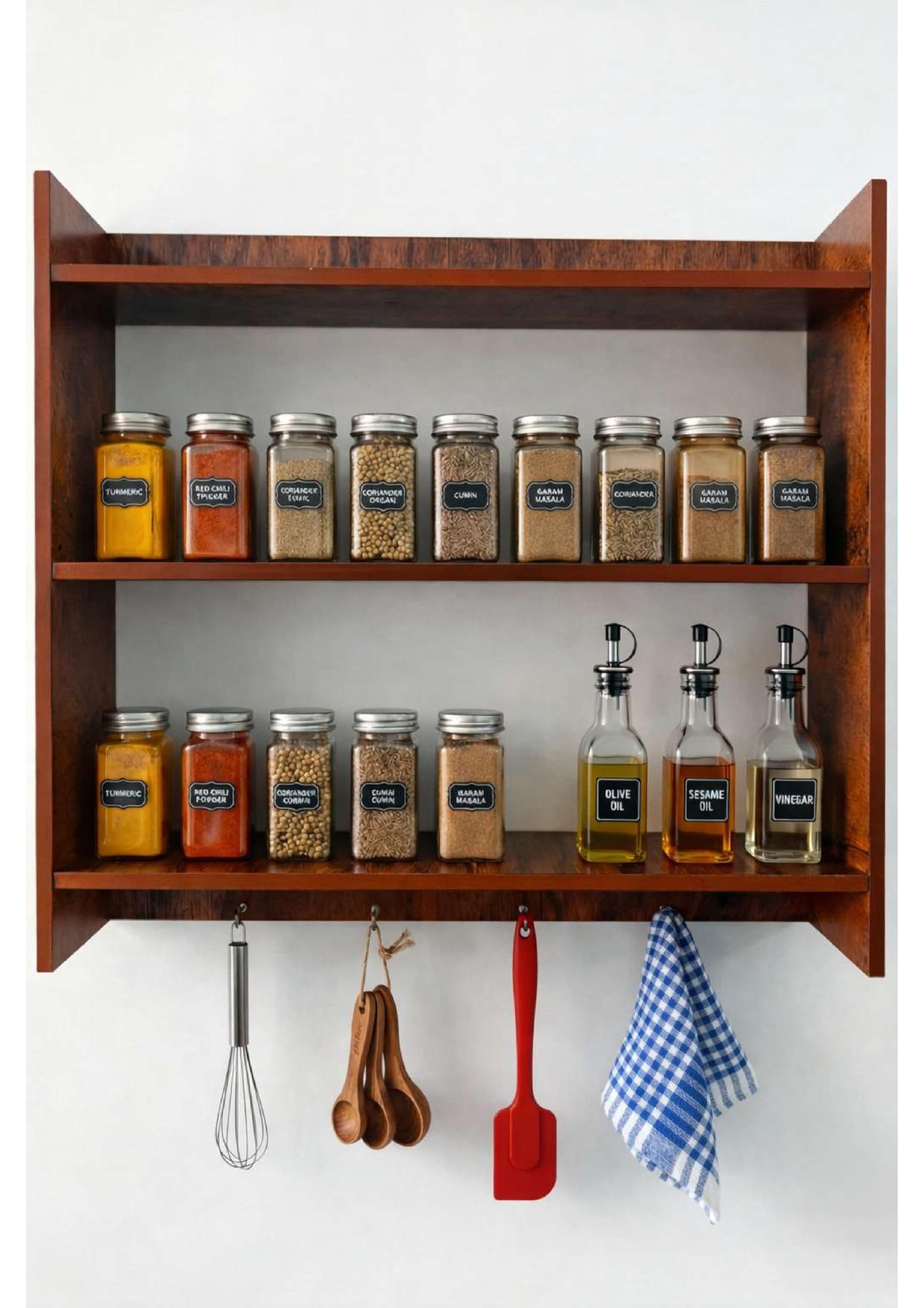 Collection Premium MDF Wood 3-Tier Spice Rack & Multipurpose Wall Shelf | Kitchen Storage Organizer for Spice Jars, Bathroom, Living Room & Bedroom | Durable Wall-Mounted Wooden Rack-image-40
