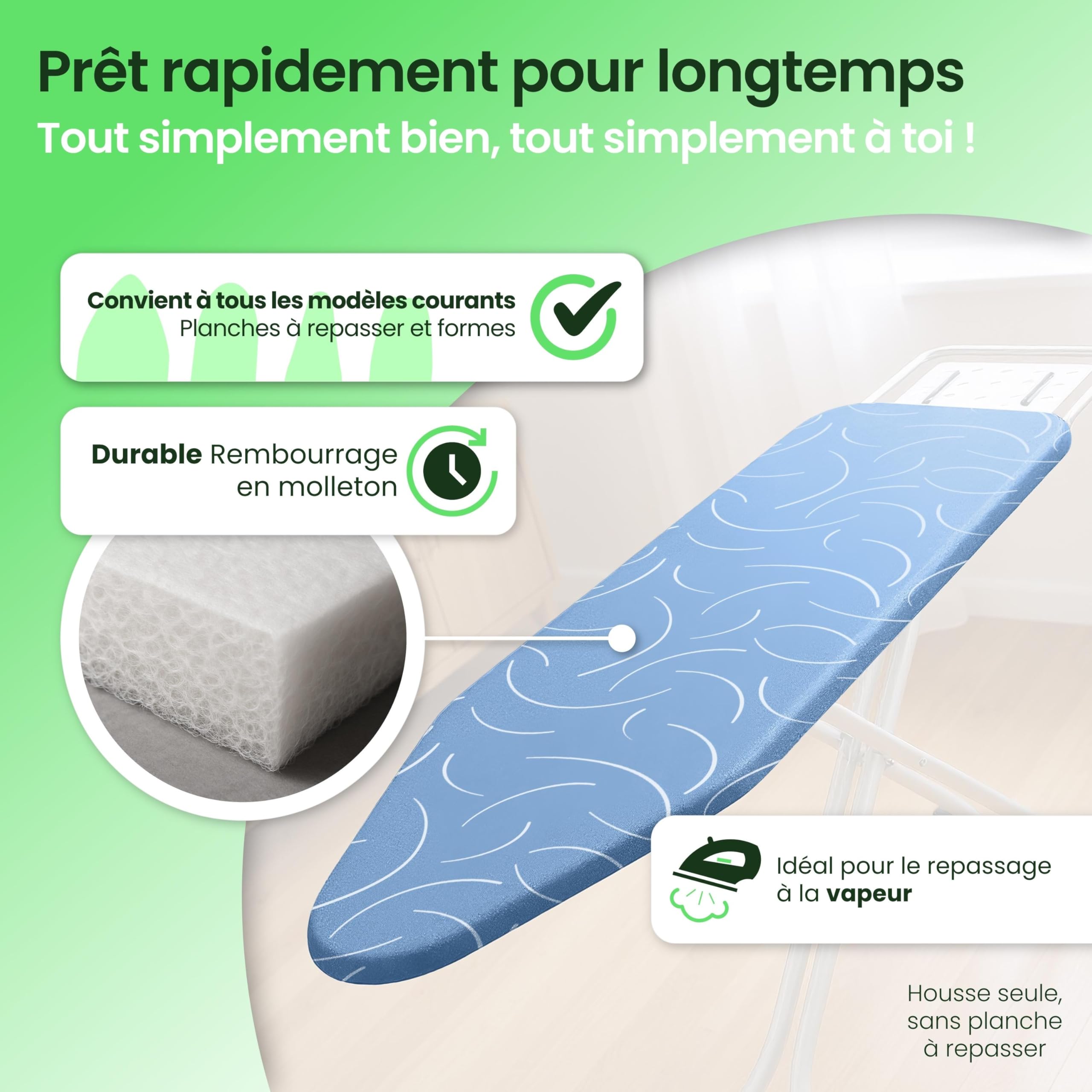 SimplySmooth Funda Premium 120x40 cm | Oeko-Tex 100 Relleno cómodo | para Tablas de 115-122x35-40 cm | Talla M - 4