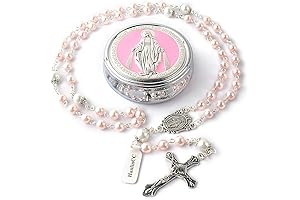 6mm Glass Pearl Beads with 8mm Round Our Father Beads with Caps...