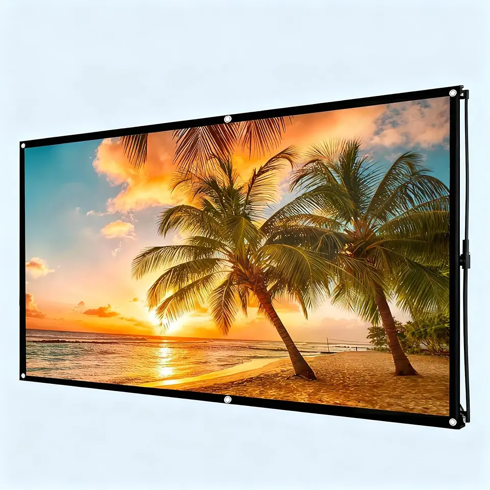 Design limpo de tela de projetor portátil compatível com 4K para home theater e filmes ao ar livre (152 cm)