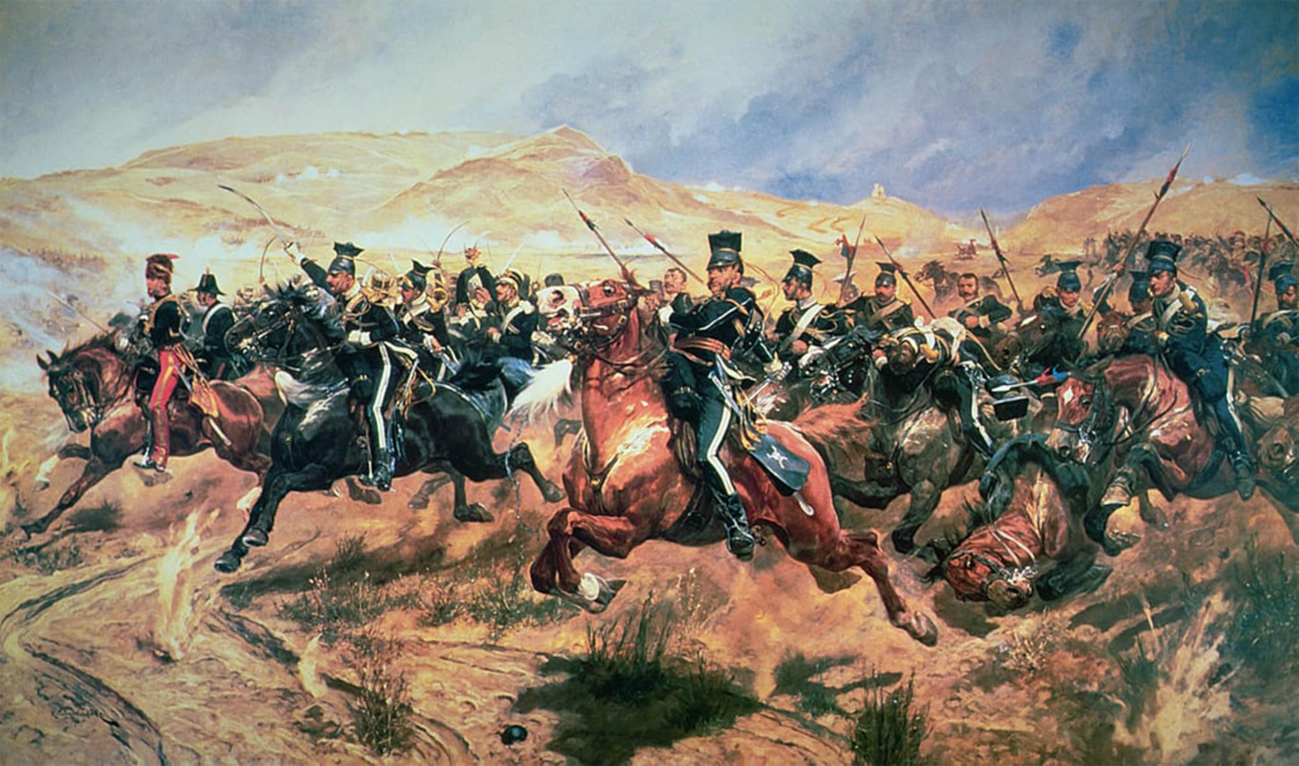 Rzhrhjes No Frame Vintage Picture Wall Picture Painting Print Poster Charge Of The Light Brigade Balaclava By Richard Caton Woodville Junior Abstract Wall Art Painting For Office Decor 60X90cm