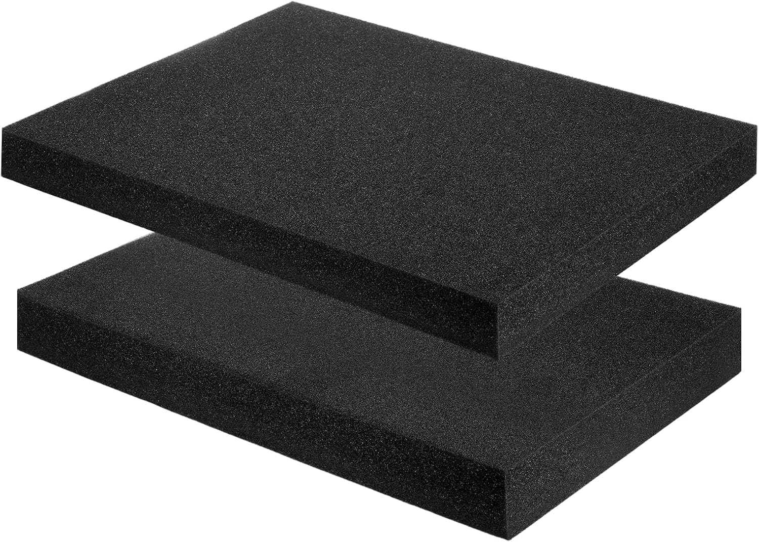 MECCANIXITY 2 Pcs Polyurethane Foam Inserts, 16"Lx8"Wx2"T & 16"Lx12"Wx1.6"T Cuttable Polyurethane Pick and Pluck Packing Sheets Cushioning Padding for Cases Tool Box Game Box Camera(Black)