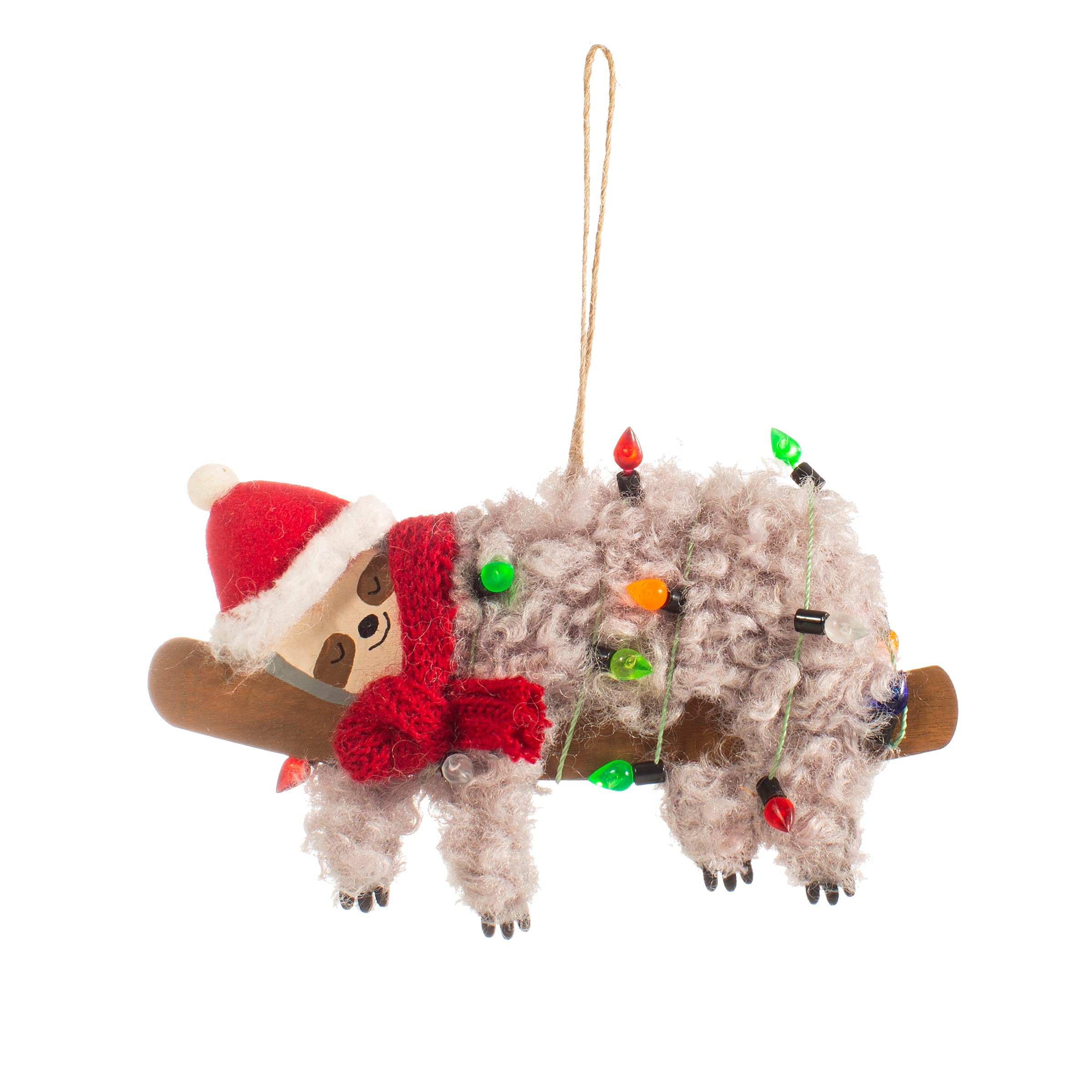 Sass & Belle Grey Festive Sloth Hanging Decoration