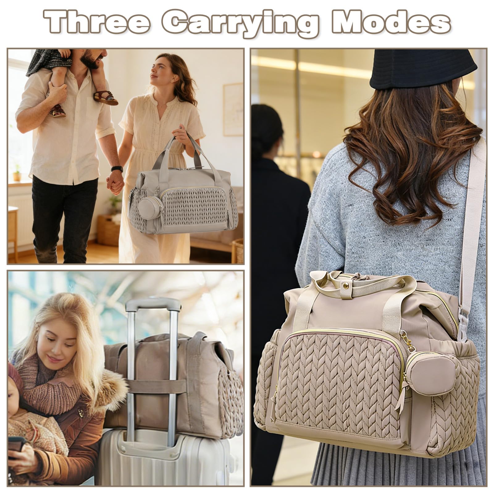 Multifunktionale Wickeltasche Groß, Mommy Bag Schultertasche mit Schnulleretui, Wasserdichte Baby Wickeltasche für Reisen Strand Alltag