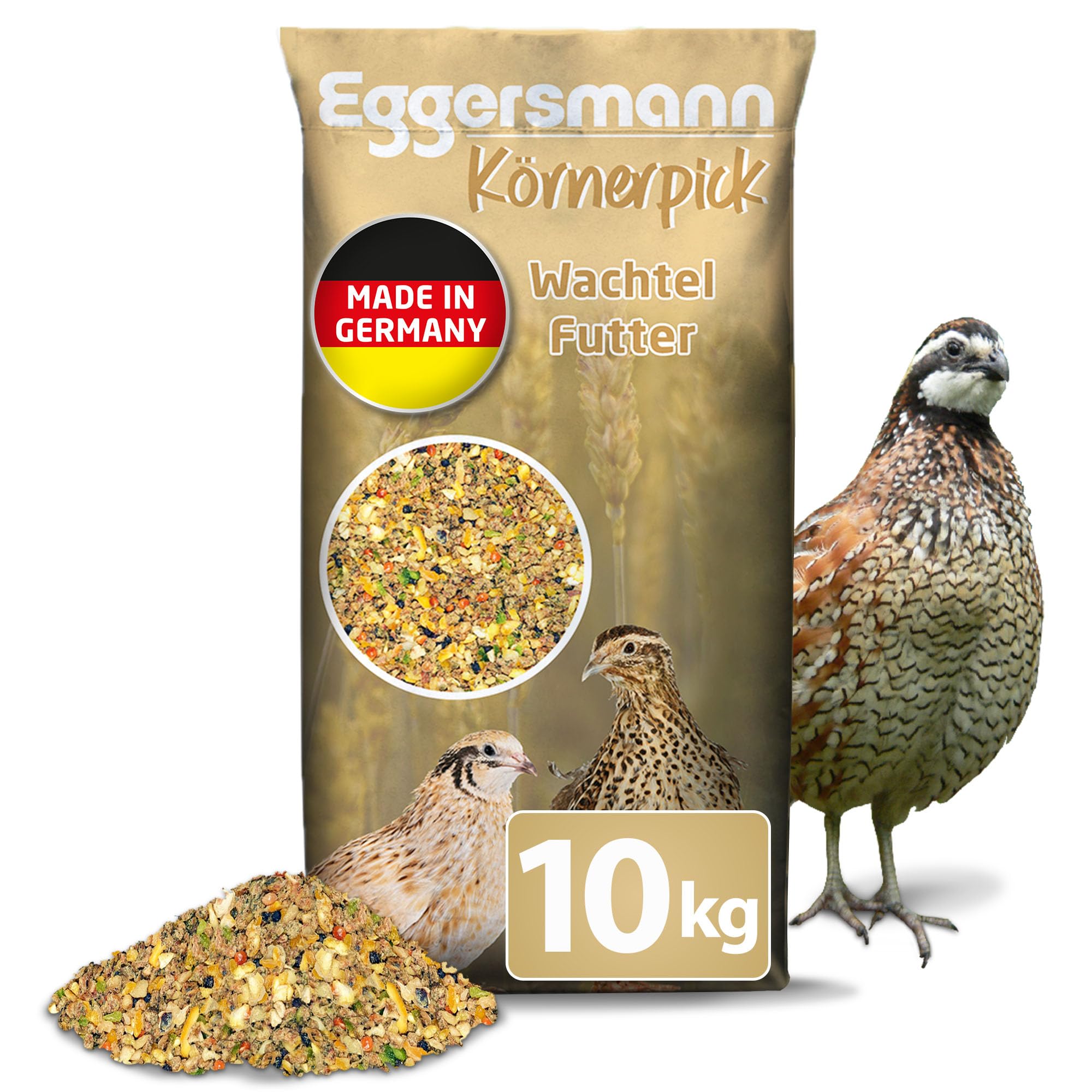 Eggersmann Körnerpick Wachtel Futter 10 kg – GVO-freies Alleinfutter für Wachteln –Schmackhaftes Wachtelfutter mit schnabelgerechter Körnung – Ausgewogene Körnermischung für Legewachteln