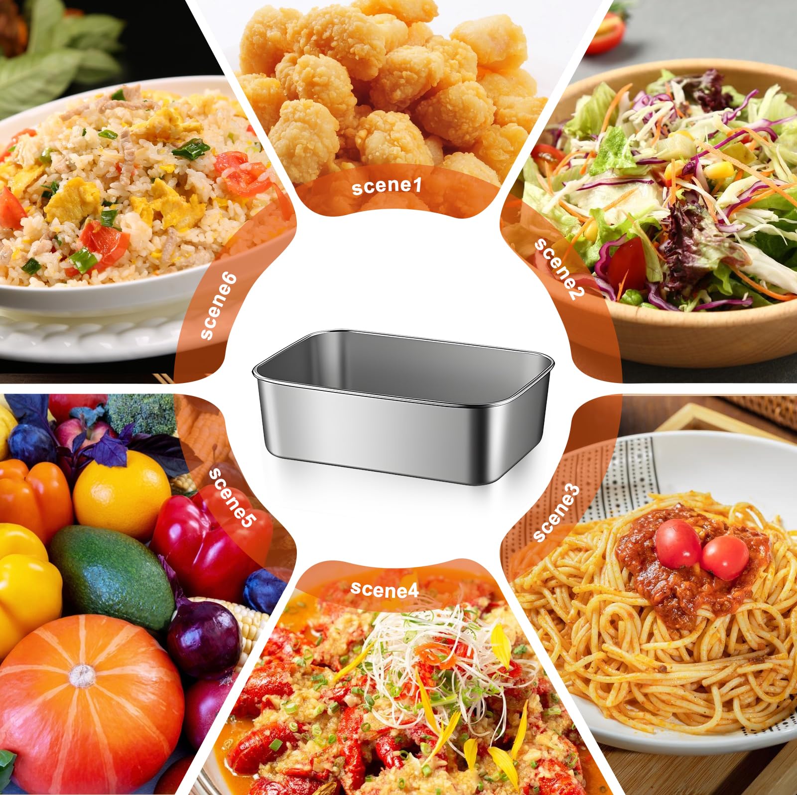 BORDEAG Lunch Box In Acciaio Inox,850ml+1400ml Contenitore Per Il Pranzo In Acciaio Inox Con 2 850ML+2 1400ML Partizione Rimovibile,Lunch Box Acciaio Inossidabile Per Bambini E Adulti