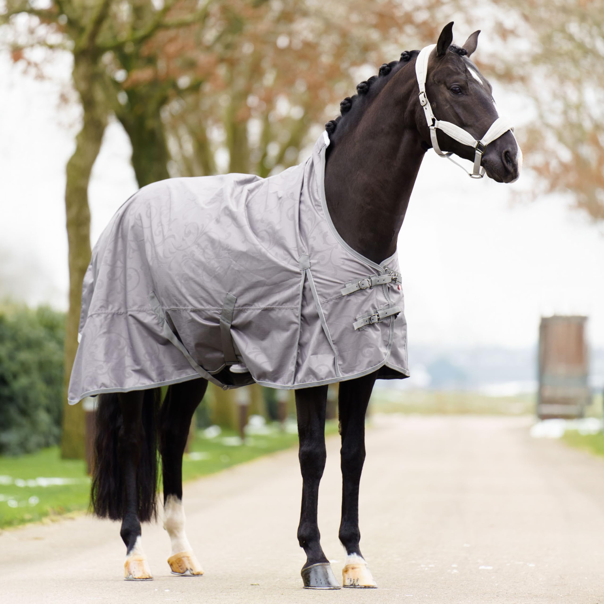 Imperial Riding Manta IRH Super-Dry 100 g, Impermeable y Transpirable, poliéster 600D, Relleno de 100 g, Manta de Invierno Resistente para Caballos, diseño Elegante y Ajuste cómodo, Tornado, 115
