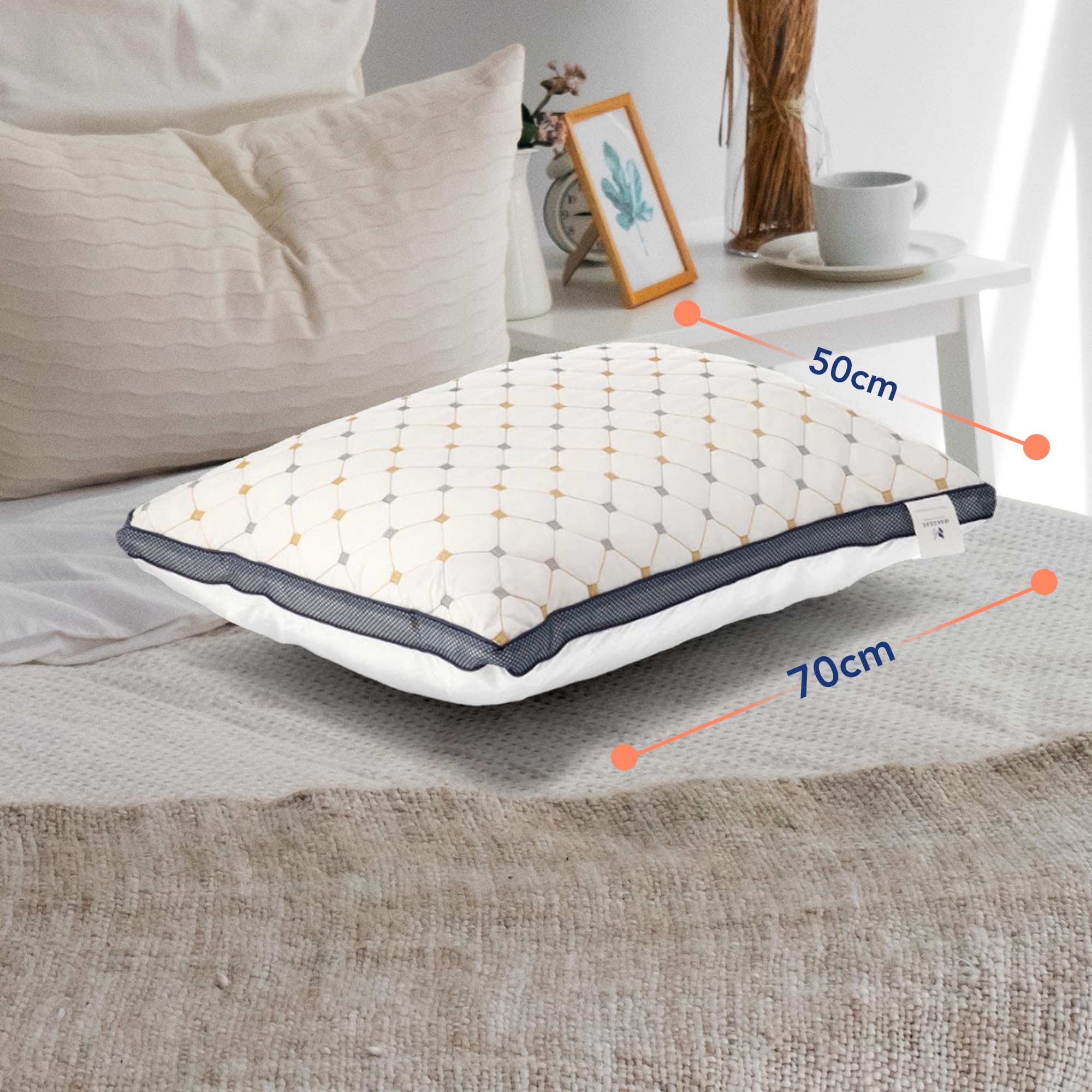 Set van 2 kussens, 50 x 70 cm, overtrek van 100% katoen, microvezelvulling, stevig en ondersteunend, voor mensen met een allergie, ademend en comfortabel, premium kwaliteit Set van 2 kussens, 50 x 70 cm, overtrek van 100% katoen, microvezelvulling, stevig en ondersteunend, voor mensen met een allergie, ademend en comfortabel, premium kwaliteit