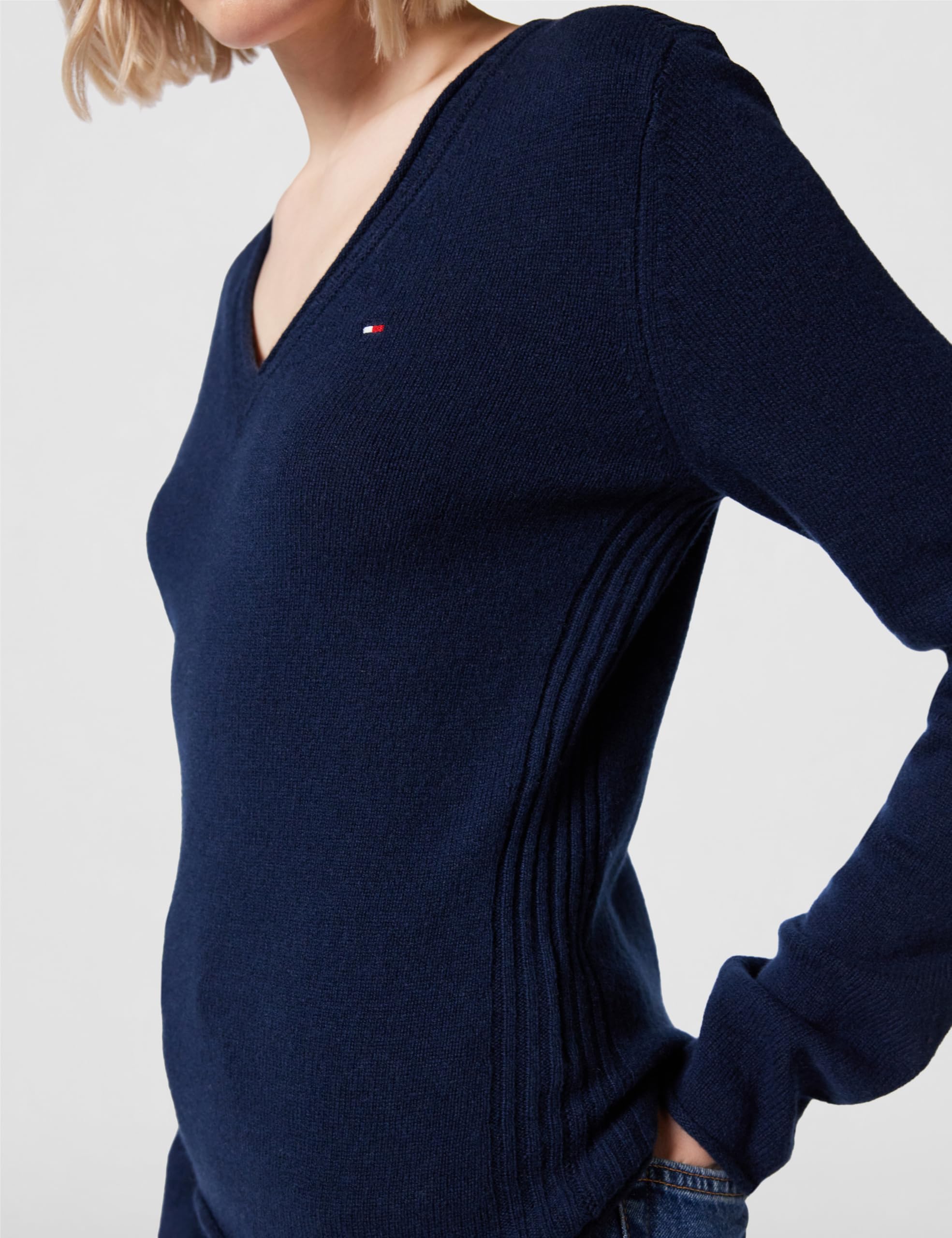 Tommy Hilfiger Donna Pullover Soft Wool con Scollo a V