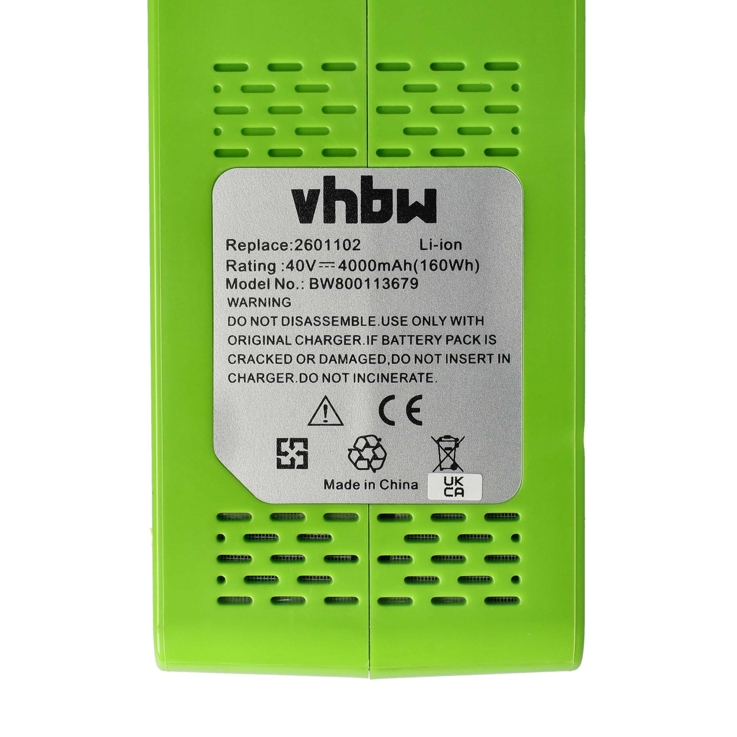 vhbw batteria sostituisce Greenworks 29717, 29727, 29472, 29662, G-MAX 4 AH Li-Ion, 29462 per utensile (4000 mAh, Li-Ion, 40 V)