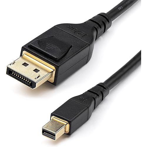 StarTech.com 3ft (1m) VESA Certified Mini DisplayPort to DisplayPort 1.4 Cable - 8K 60Hz HBR3 HDR - Super UHD mDP to DP 1.4 Cord - Slim (34 AWG) Ultra HD 4K 120Hz - Monitor/Video Cable (DP14MDPMM1MB)
