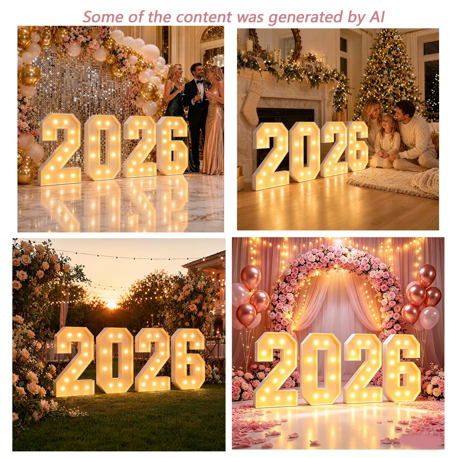 4 Uds decoración graduación 2026 cartel letras marquesina iluminadas LED | Fondos tablero espuma letra cumpleaños boda fiesta Bar escuela secundaria graduación universitaria(PROM,70cm(2.3FT))