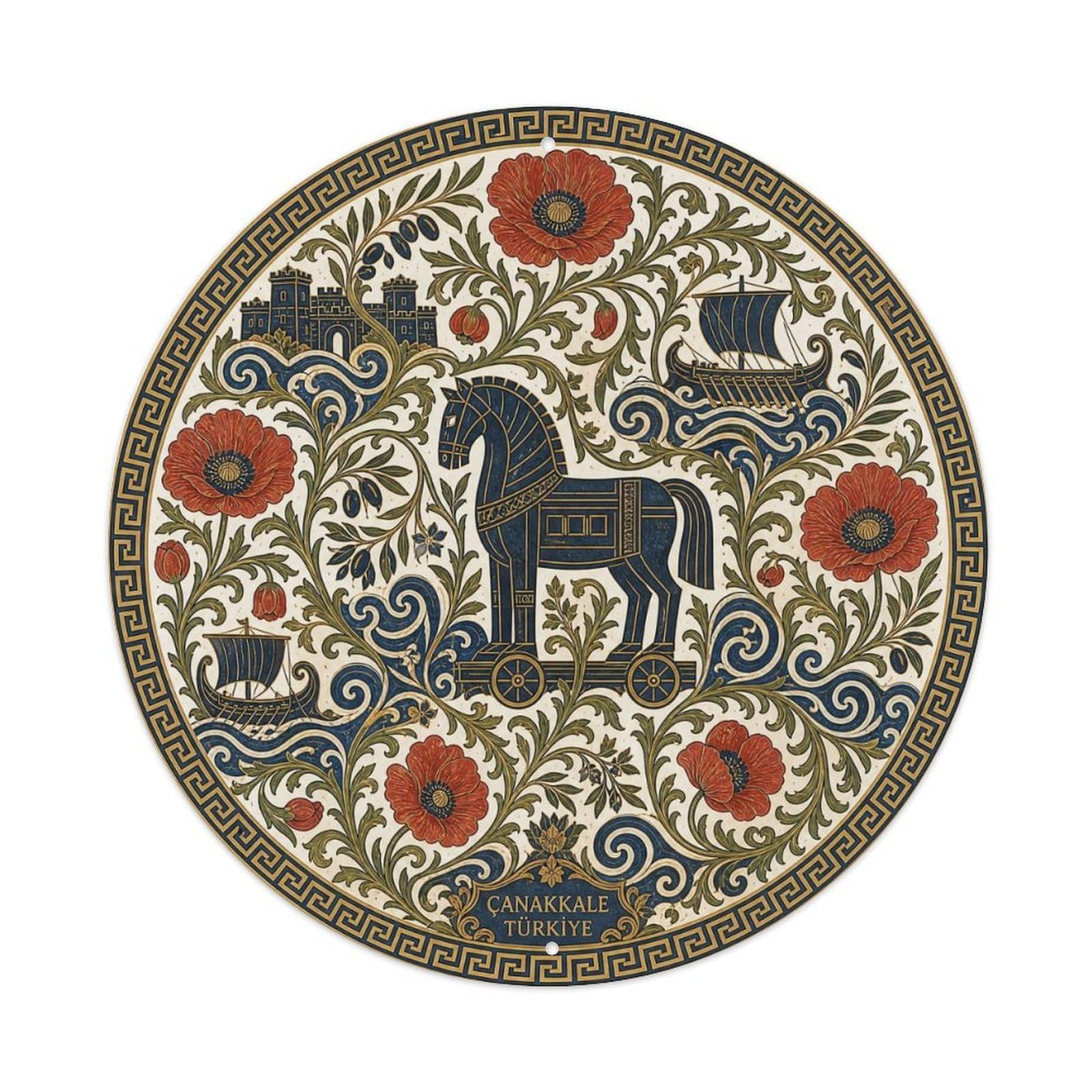 Canakkale Troy Horse Turkey Ancient Botanical Metal Tin Sign