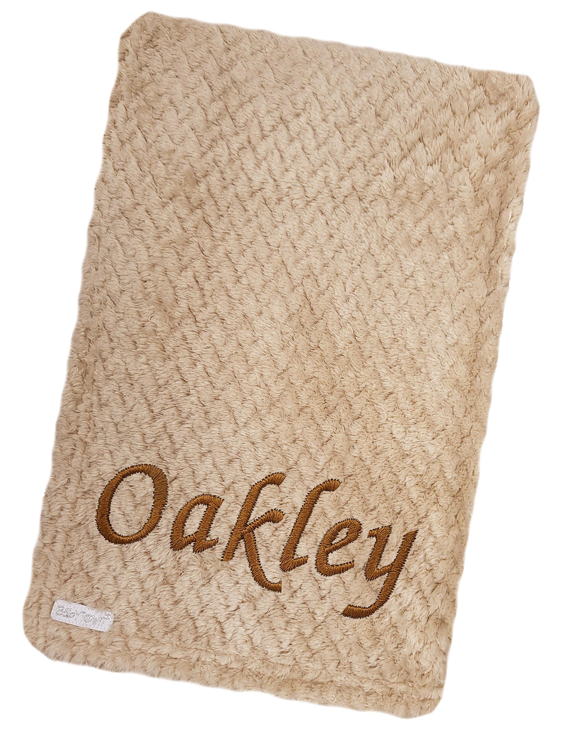 JJLC Baby Boy Girl Personalised Blanket Embroidered Name Waffle (Beige Waffle Blanket)