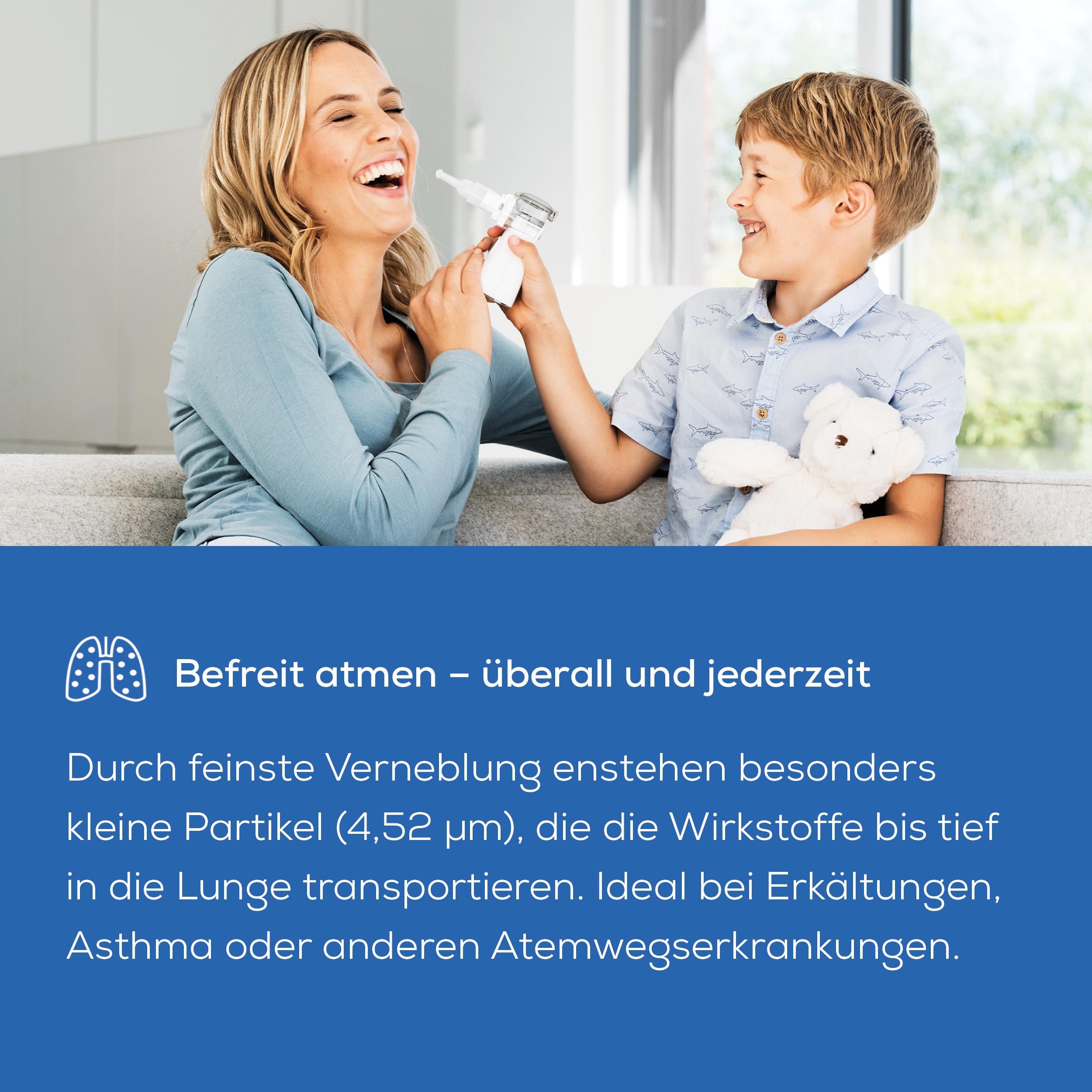 Beurer IH 57 Inhalator, Verneblung mit Schwingmembran- und Aerosol-Technologie, tragbares Inhaliergerät mit wiederaufladbarem Akku, zur Anwendung bei Erkältung, Asthma und anderen Atemwegserkrankungen