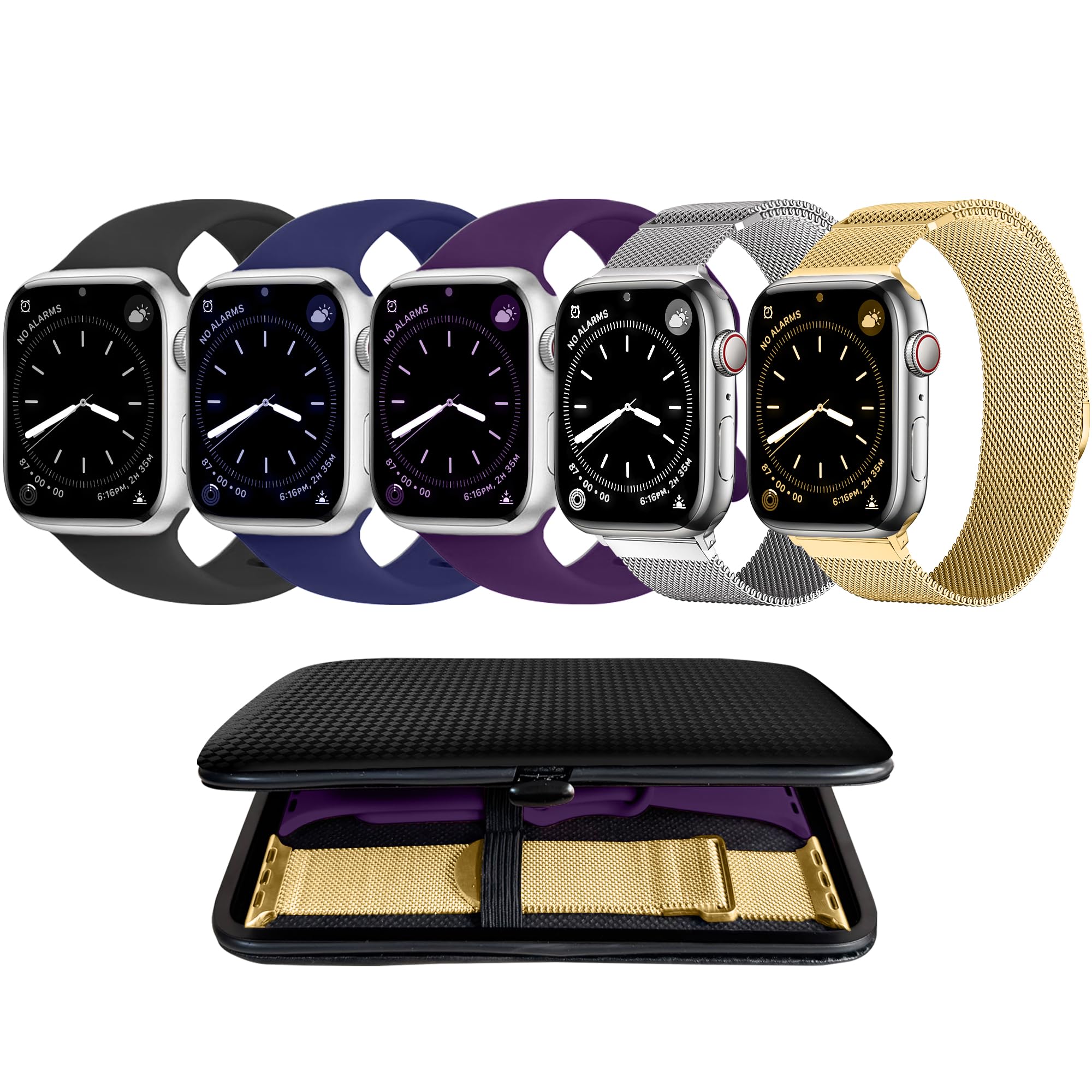 5 Pack Band with Storage Case Compatible with Apple Watch Bands 40mm 41mm 38mm 46mm 45mm 44mm 49mm 42mm for Women Men, Magnetic and Soft Silicone band for iWatch Ultra Series10 9 8 7 6 5 4 3 2 SE
