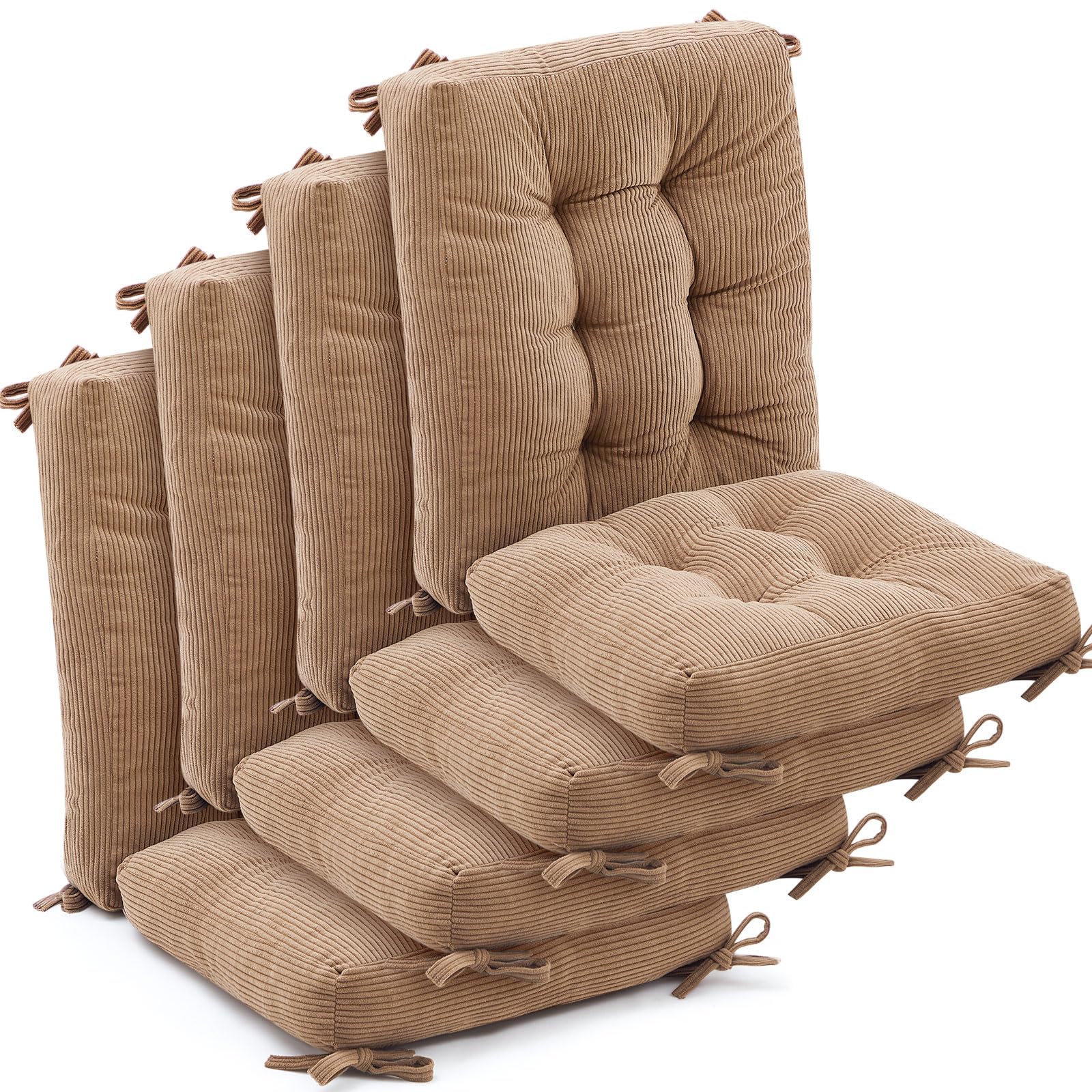 Gray Corduroy Patio Chair Cushions - 4 Piece Set -9