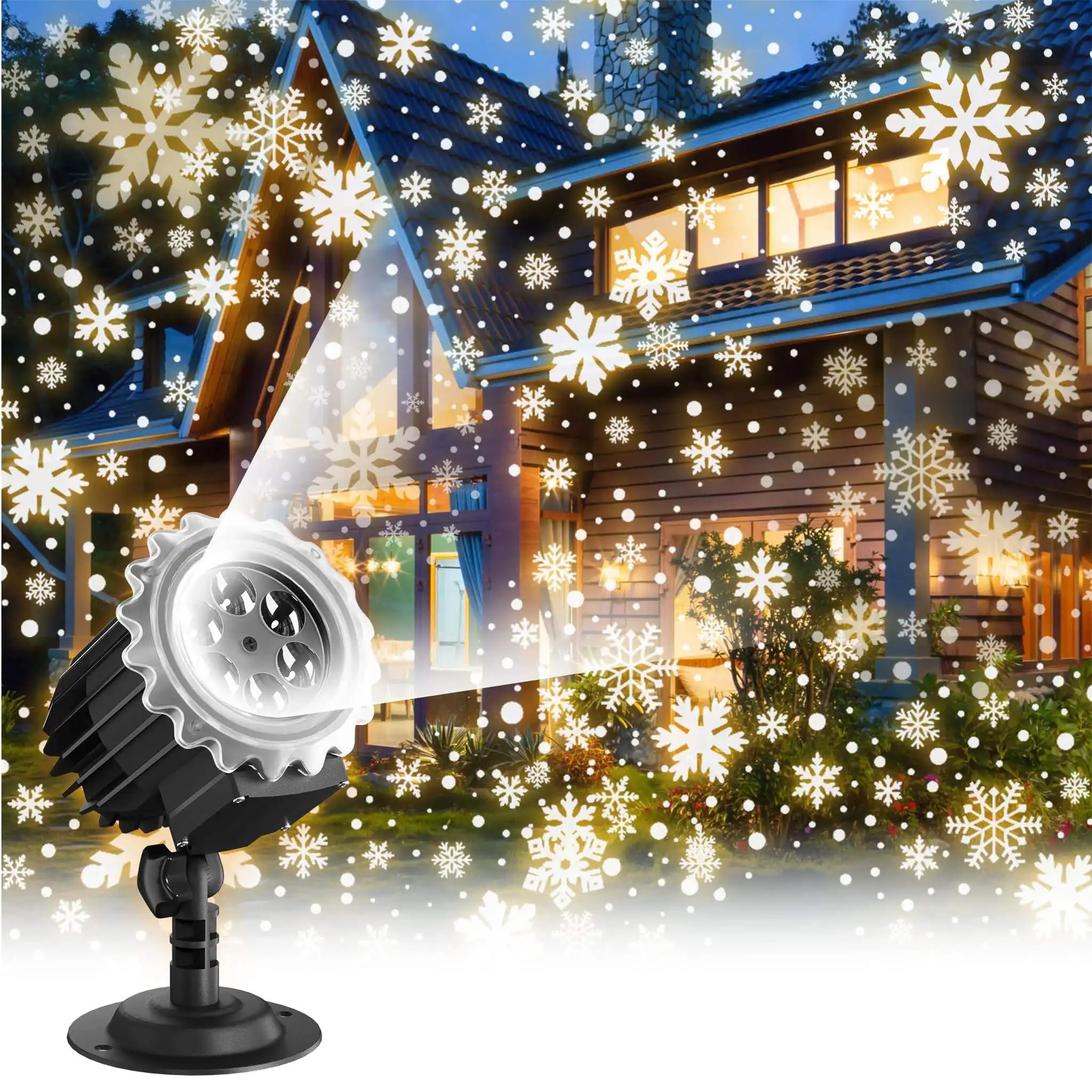 Proiettore di luci a LED per nevicate, Lampada per proiettore Rotante a Forma di Fiocco di Neve di Natale, Neve Bianca Impermeabile IP65 per Illuminazione di Decorazioni per Interni ed Esterni