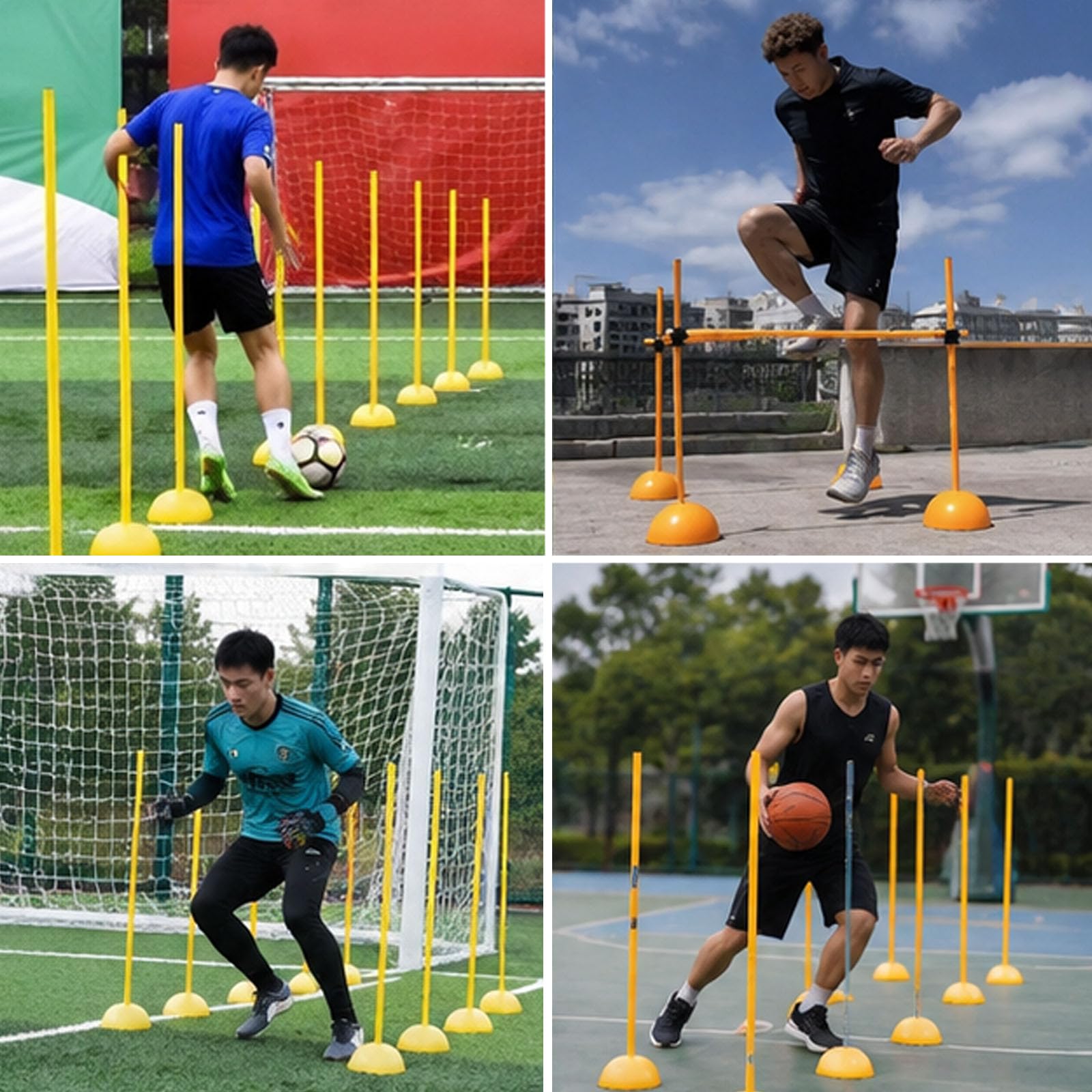 Ostacoli Multifunzione per L'Allenamento della velocità Paletti per L'Agilità nel Calcio Supporto per Il Salto in Alto Base Riempibile d'Acqua Adatto per L'Allenamento del Salto in Alto