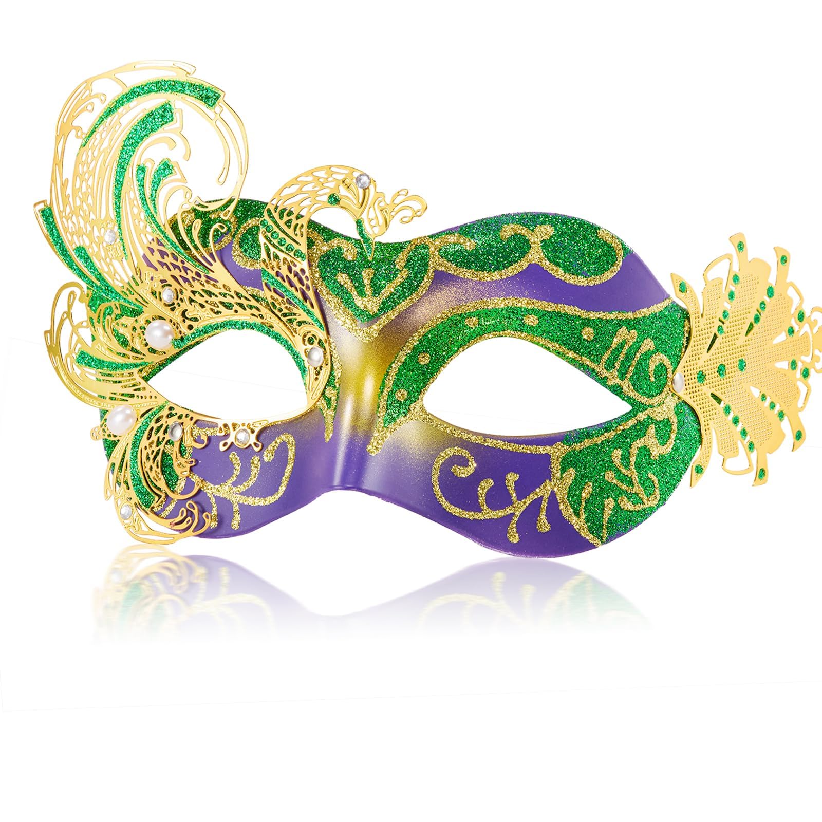 MYSEUNI 2025 New Mardi Gras Mask for Women-Swan Masquerade Venetian Mask - Carnival Mask for Women Butterfly, Costume Party