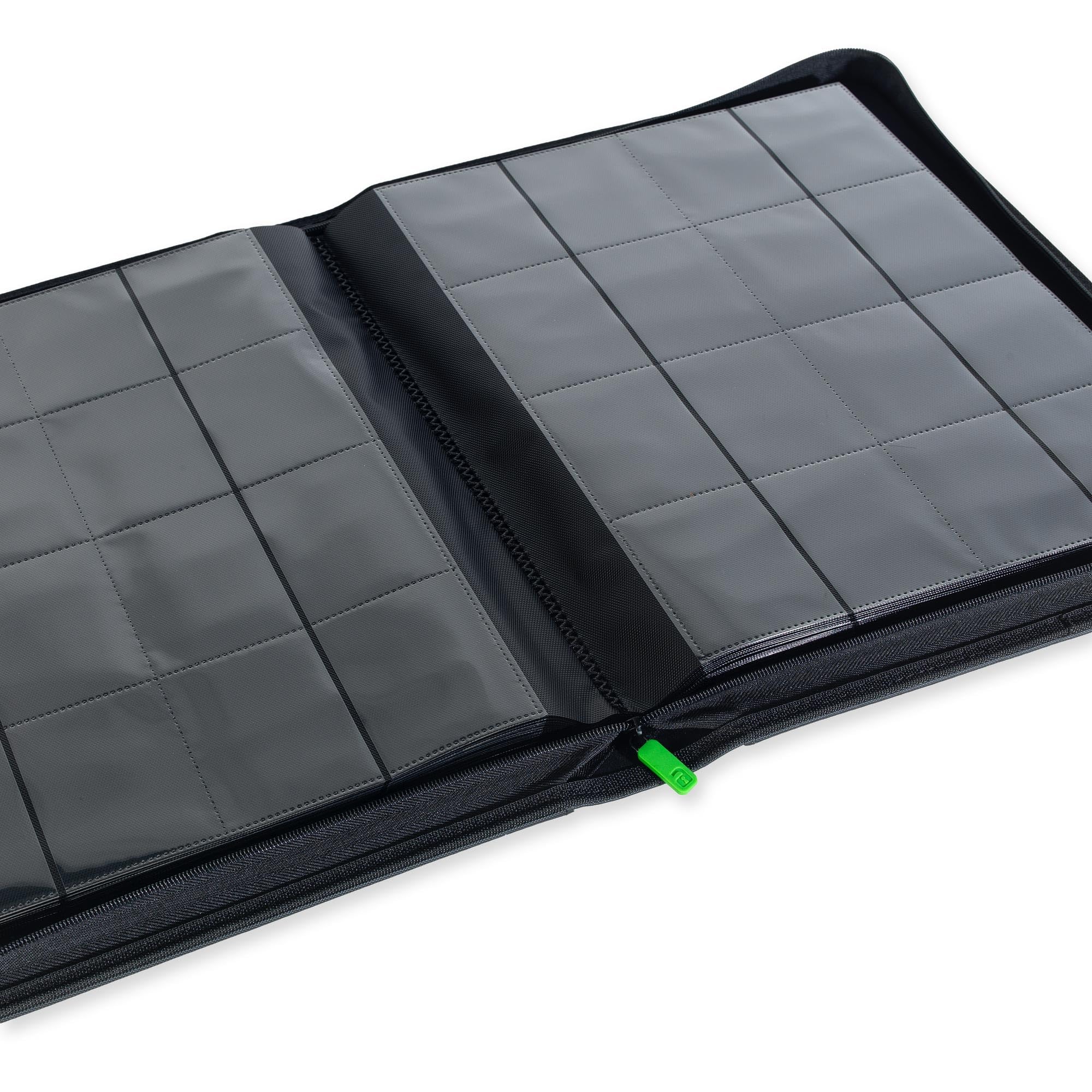 Vault X Álbum Exo-Tec XXL con Cremallera, para 1088 Cartas Coleccionables, 16 Bolsillos, 34 Páginas de Carga Lateral (Negro)