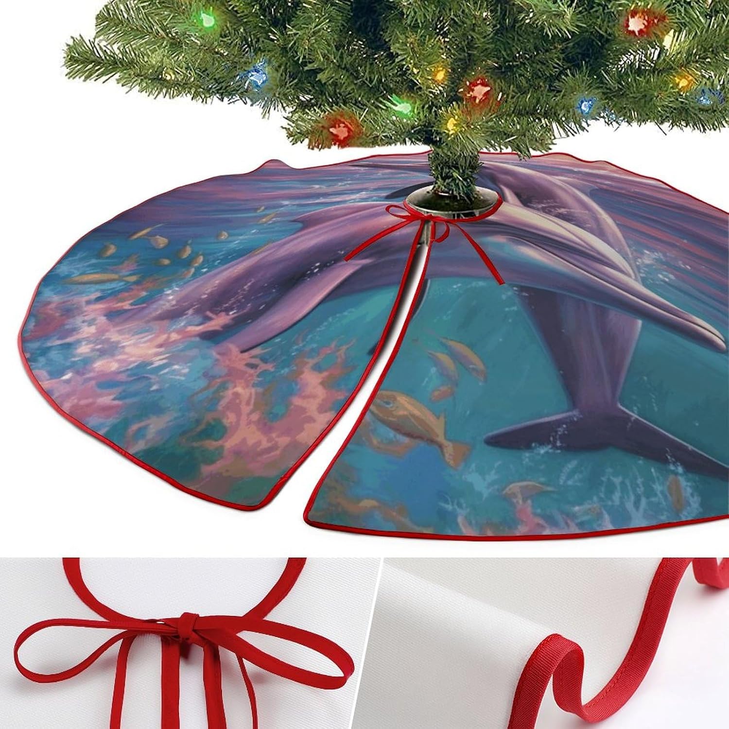 Christmas Tree SkirtDolphins Artclassic Fashion Tree Skirt Painted Multifunctional Christmas Tree Skirt