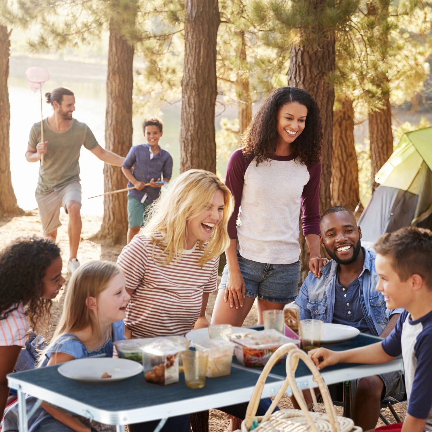 Table de Camping Pliante avec 4 Chaises de Camping - 120 x 60 cm - Table Pique Nique et Jardin avec Chaise pour 4 Personnes - réglable en Hauteur, Gris