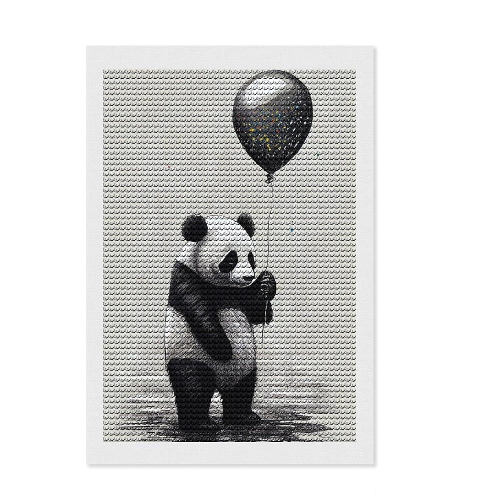 Junmoney Panda Animal Balloon Diamond Painting Canvas Set 8"x12", for Teens, Simple to Start, Farmhouse Decor, Thoughtful Handmade Gift