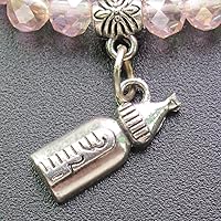 Vista 9 de WE Pulsera elástica de cristal rosa para baby shower con dije de biberón (12 piezas)