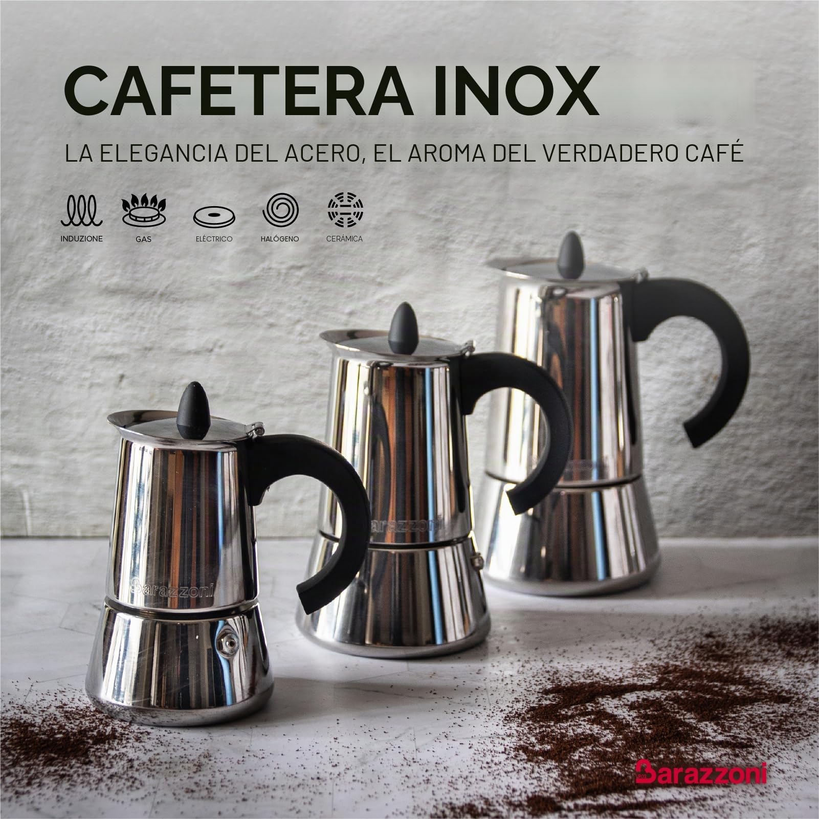 La cafetera Inox 2 Tazas Producto certificado por la Accademia Italiana Maestri del Café - Apta para inducción