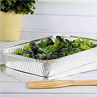 Vista 7 de PLASTICPRO Moldes de Aluminio Desechables para Llevar de Papel de Aluminio Oblongos para Hornear de 4 LB de 12'' X 8'' X 2'' Pulgadas Con Tapas