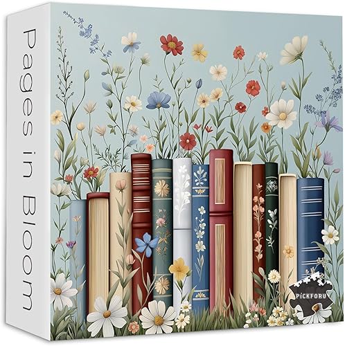 PICKFORU Rompecabezas de páginas de flores silvestres de 1000 piezas, rompecabezas de libros de jardín de flores vintage para adultos, rompecabezas