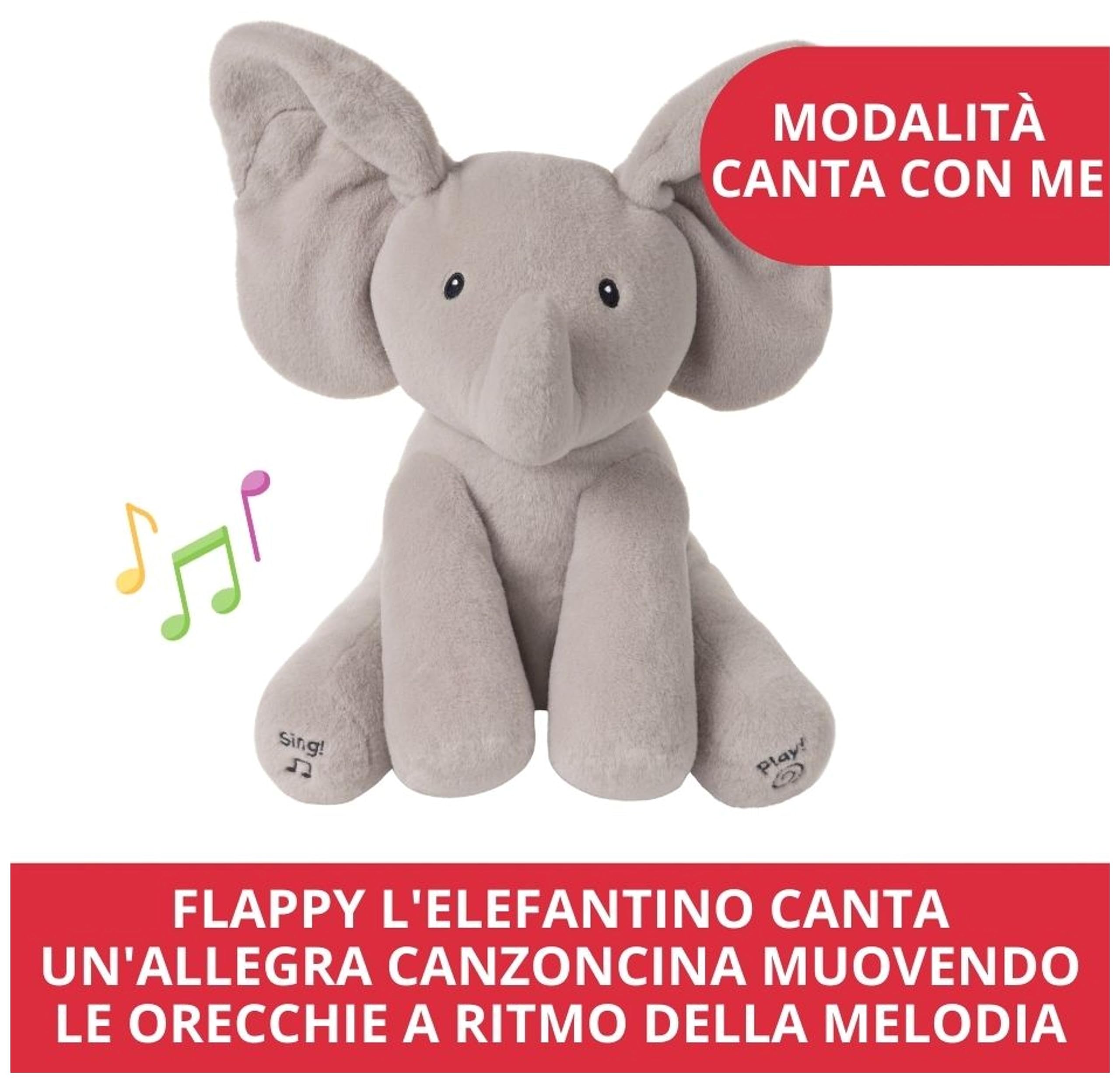 GUND Flappy Elefantino Peluche Interattivo | Canta e parla in Italiano | Muove le orecchie | Peluche di 30.5 cm | Peluche per bambini da 10 Mesi