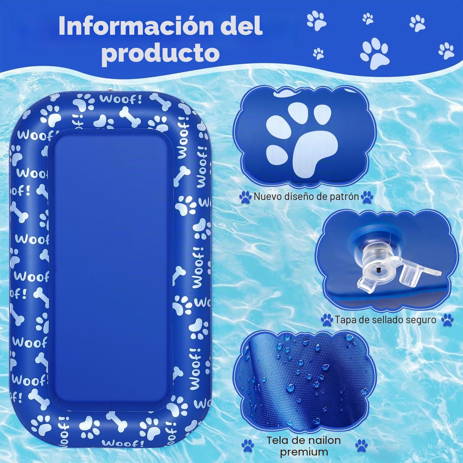 Flotador flotante para perros, balsa flotante inflable para mascotas, juguete acuático, flotador para mascotas, tumbona flotante para perros, colchón de aire, piscina, juguete de playa