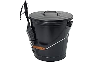 Panacea 15343 Ash Bucket with Shovel Tools For Fireplace Firewood, Black