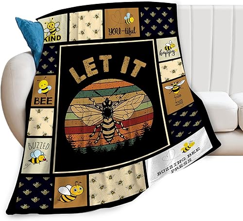 Manta de abeja decorativa de abejas, acogedora manta de franela de vellón suave y cálida y ligera, regalos de abejas para niños, niñas, disponible en Yaxa Colombia