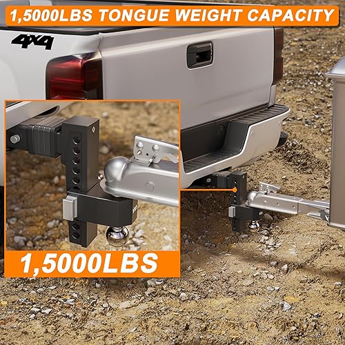 Miniatura 4 de Enganche de caída ajustable, Tri-Ball (1-78 pulgadas, 2 pulgadas, 2-516 pulgadas), se adapta a receptor de 2 pulgadas, enganche de caída de 10